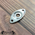 Silver Metal Electric Guitar Jack Plate, Oval Shape With Curve, Custom Shop Accessory Component, Vintage Build Kit Gadget And Replacement