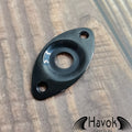 Black Metal Electric Guitar Jack Plate, Oval Shape With Curve, Custom Shop Accessory Component, Vintage Build Kit Gadget And Replacement