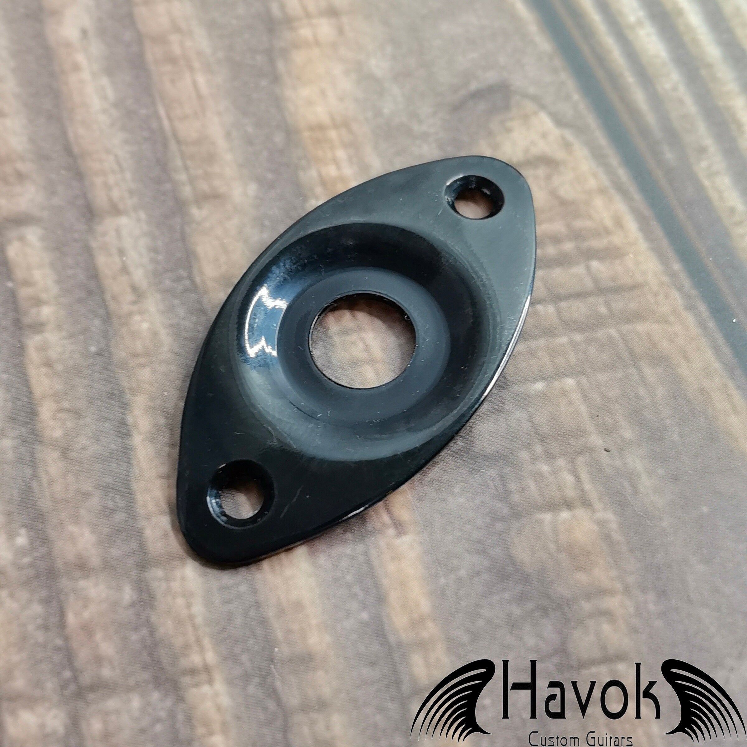 Black Metal Electric Guitar Jack Plate, Oval Shape With Curve, Custom Shop Accessory Component, Vintage Build Kit Gadget And Replacement