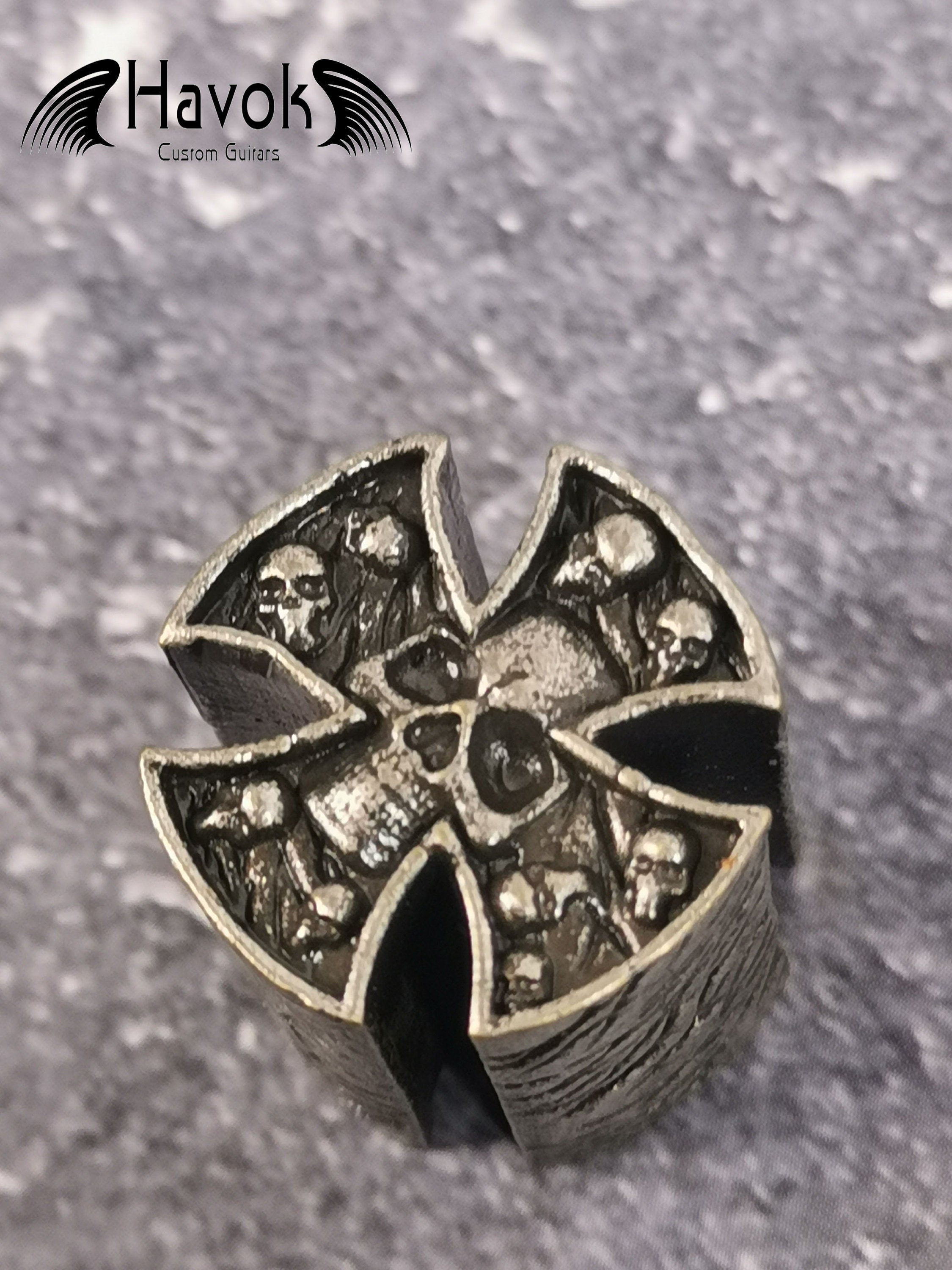 Potentiometer Knob Silver Skeleton, Gothic Design For Electric Guitar, Rare Custom Shop Accessory, Vintage Build Kit, Gadget And Replacement