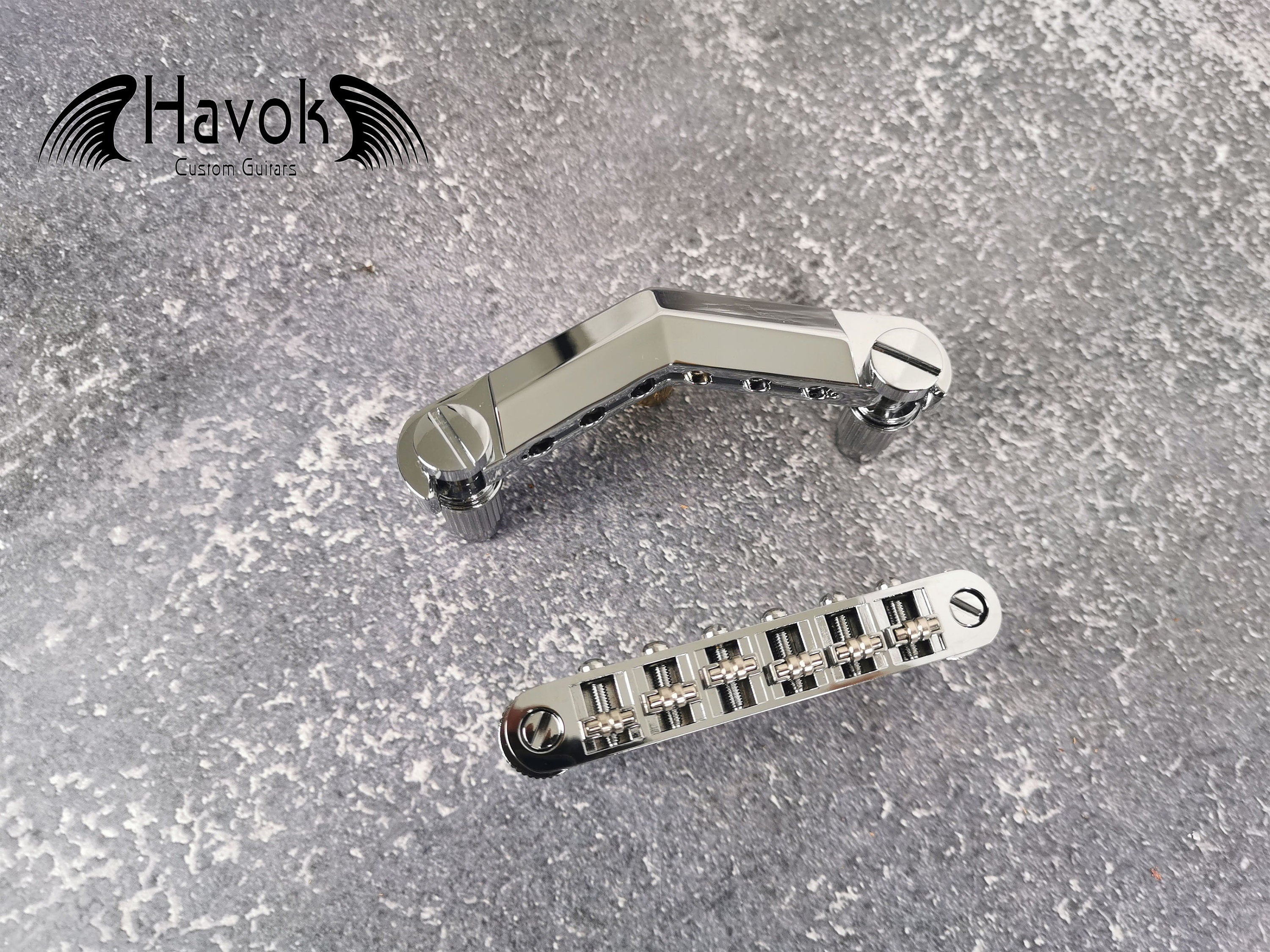Silver Tail Piece with Tune-O-Matic Bridge, Vintage Electric Guitar Building Kit, High End Replacement Accessory, Roller Saddle Bridge
