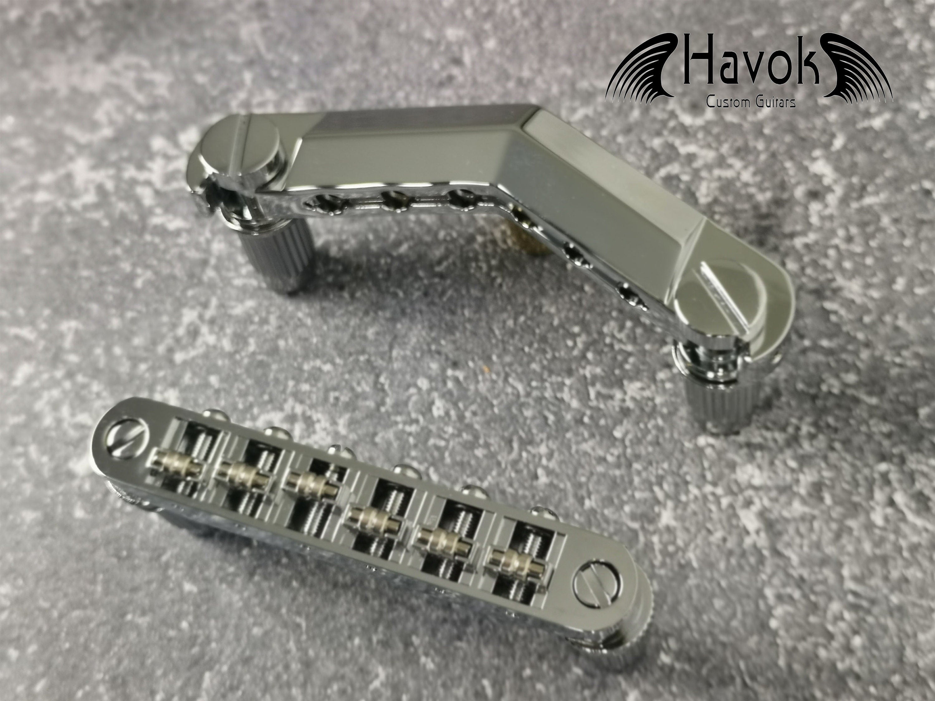 Silver Tail Piece with Tune-O-Matic Bridge, Vintage Electric Guitar Building Kit, High End Replacement Accessory, Roller Saddle Bridge