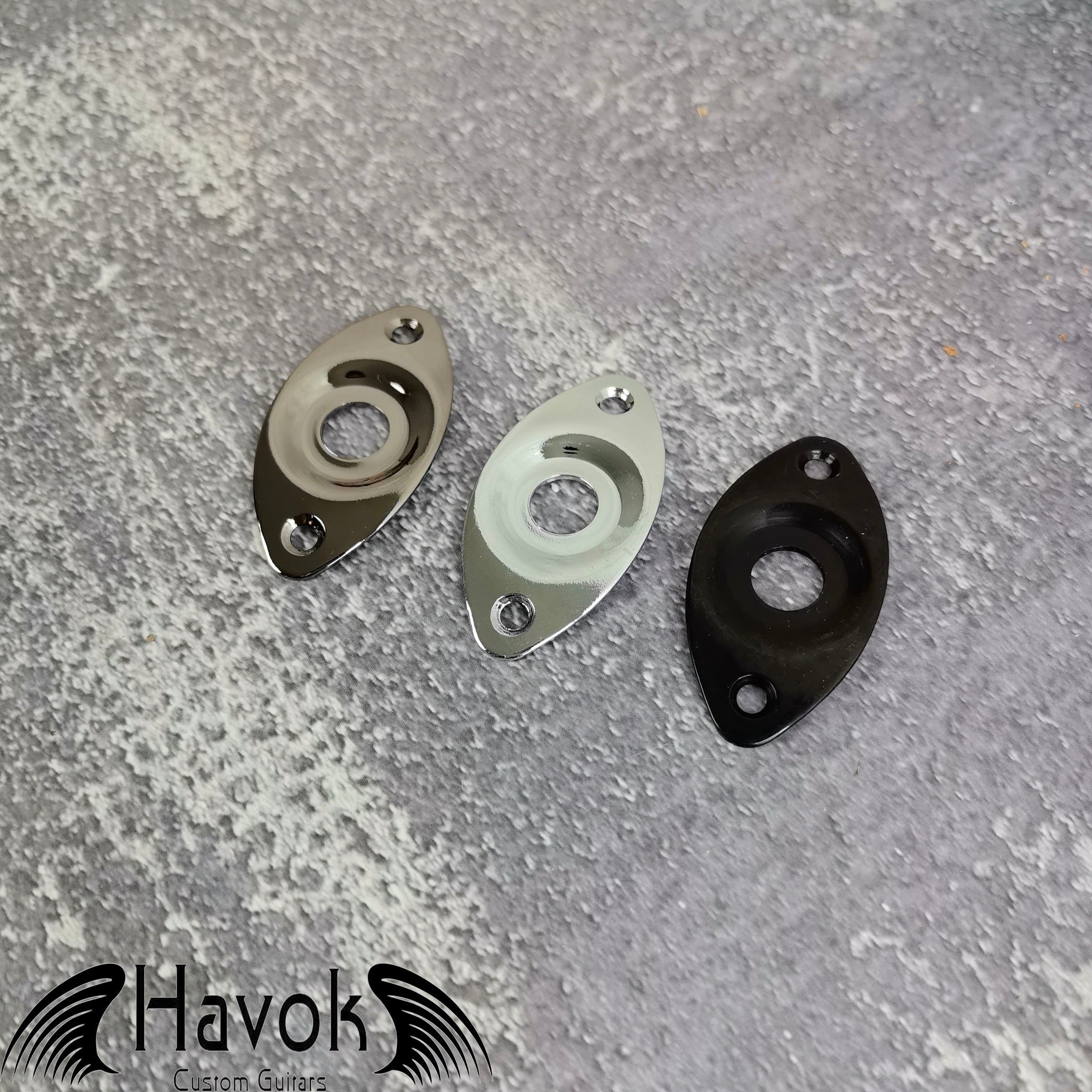 Silver Metal Electric Guitar Jack Plate, Oval Shape With Curve, Custom Shop Accessory Component, Vintage Build Kit Gadget And Replacement