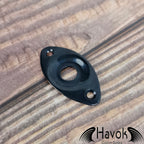 Black Metal Electric Guitar Jack Plate, Oval Shape With Curve, Custom Shop Accessory Component, Vintage Build Kit Gadget And Replacement