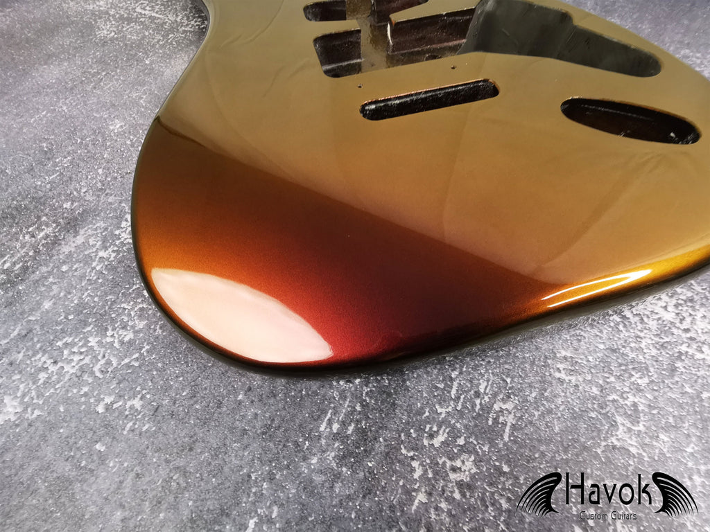 Chameleon Nebula Mahogany S-Style Guitar Body, Tremolo, DIY Kit