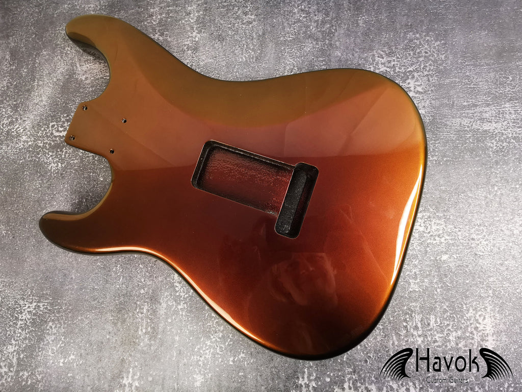 Chameleon Nebula Mahogany S-Style Guitar Body, Tremolo, DIY Kit