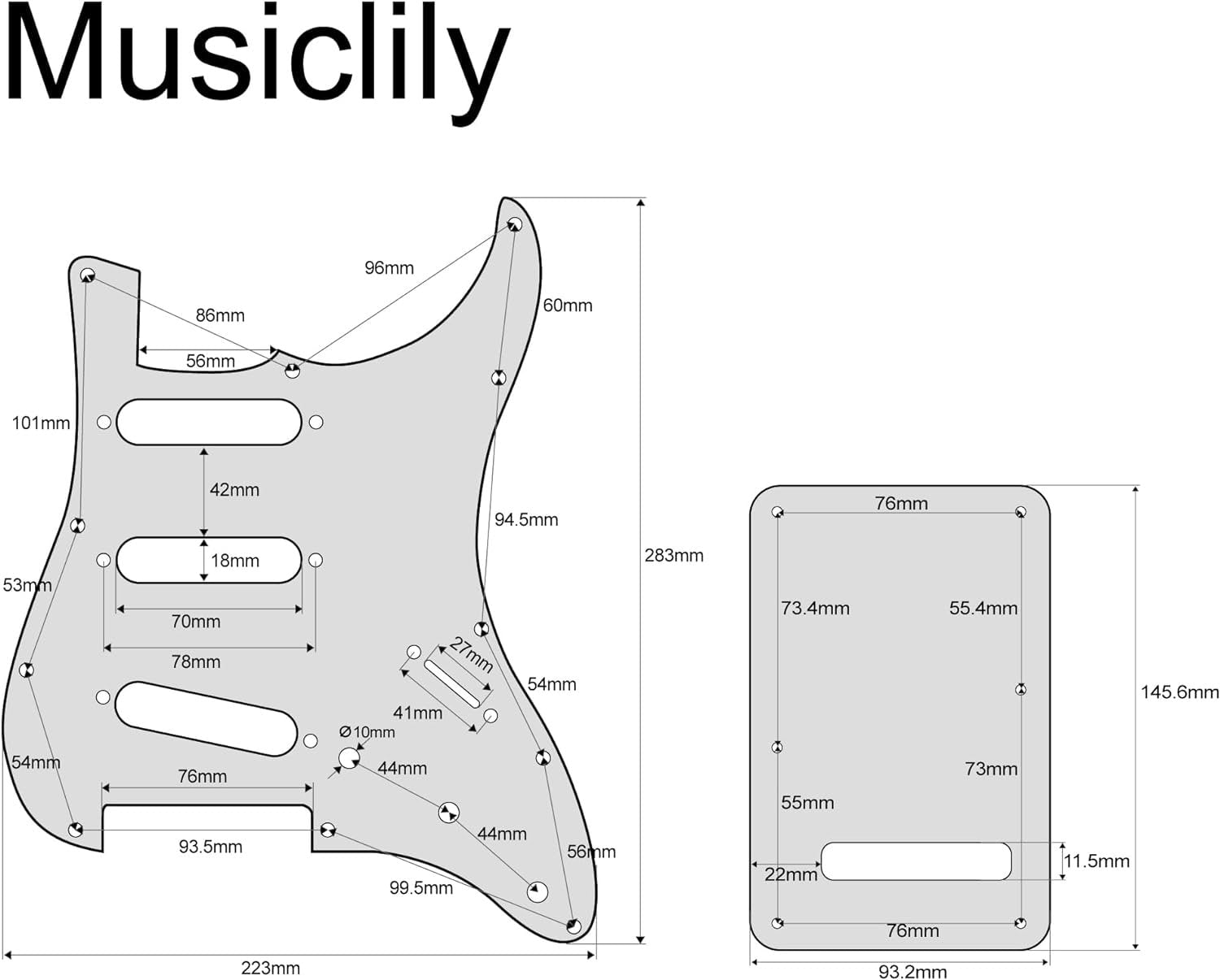 Guitar guard 11-Holes Anodized Black Modern Style Strat SSS Guitar Pickguard Scratch Plate Fits for S type guitar
