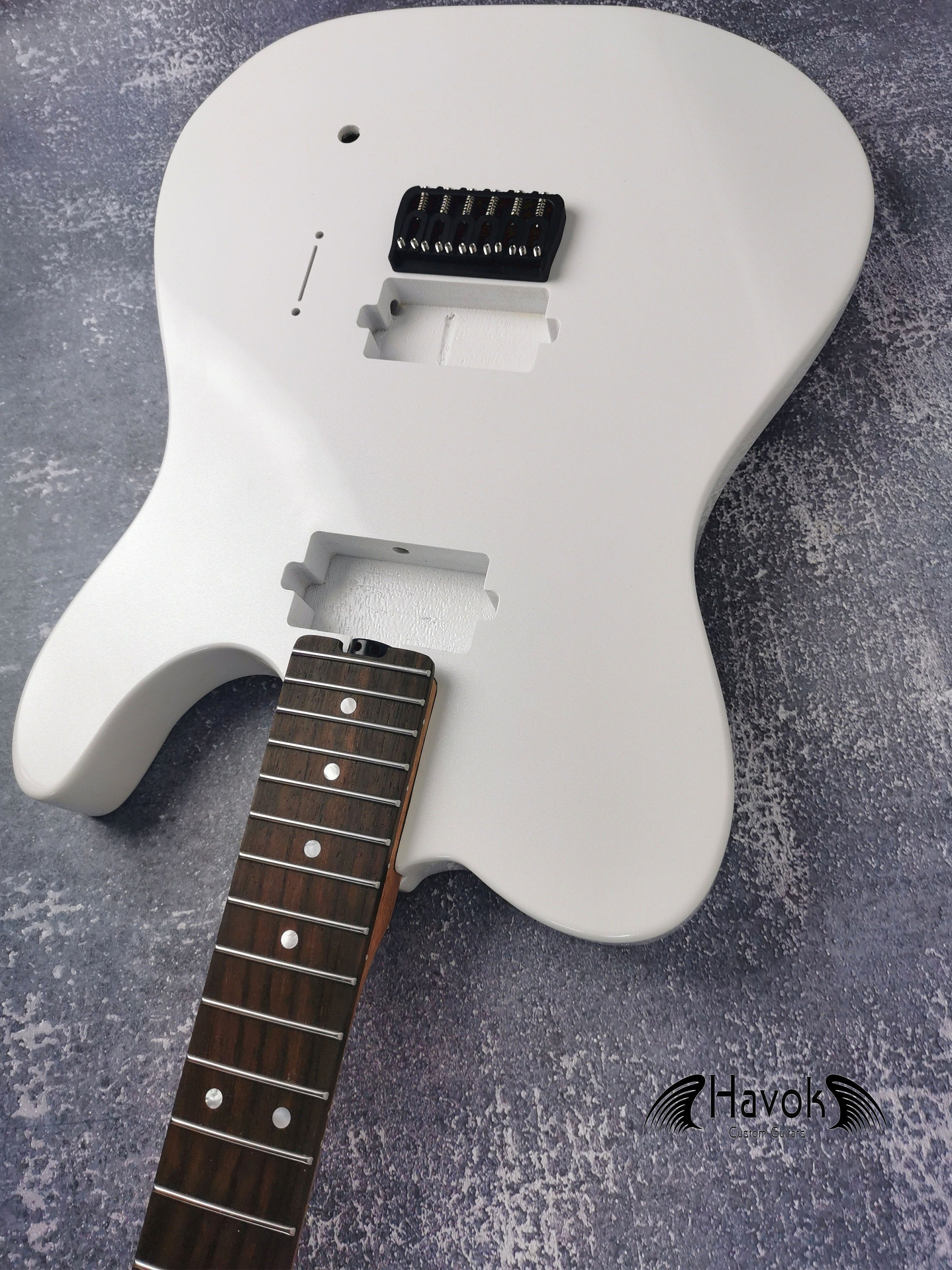 Guitar Kit Mahogany Body Mahogany  Tl Neck Hardware, White metallic Guitar, Hight Quality Electric Guitar Kit, Neck, Build Your Own DIY