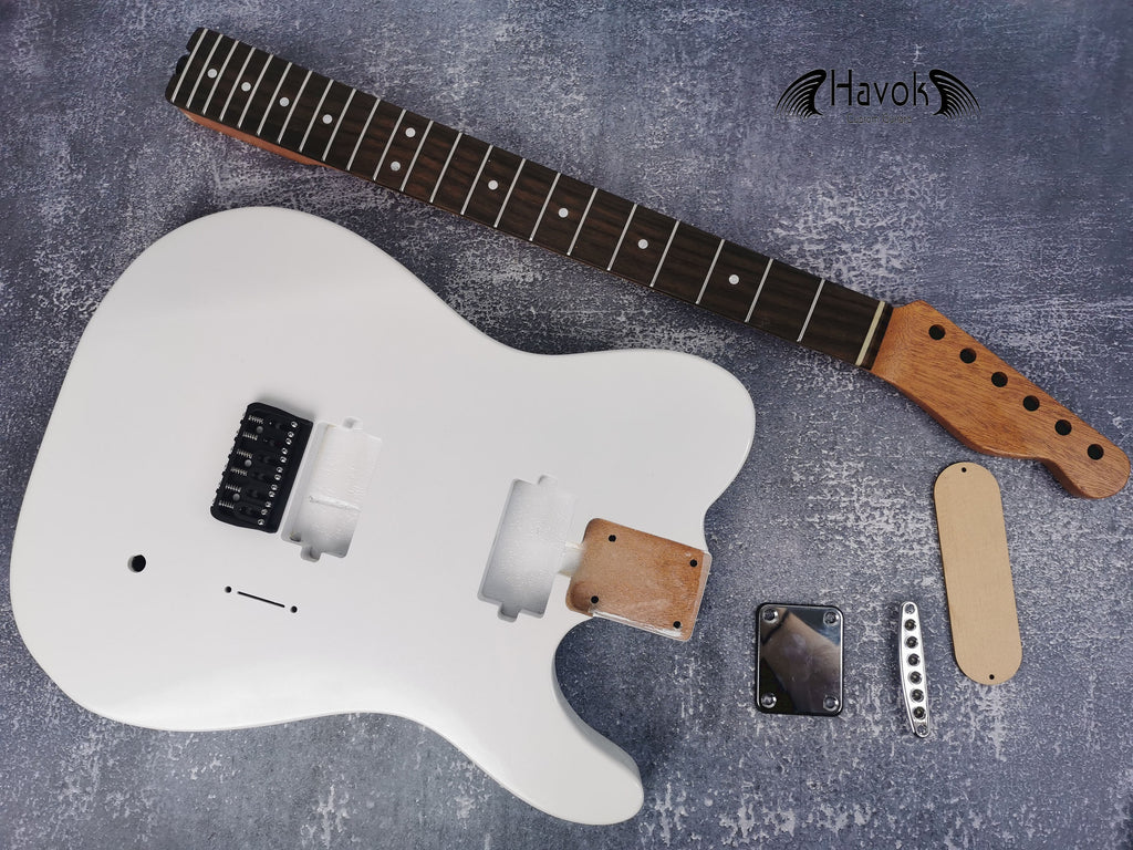 Guitar Kit Mahogany Body Mahogany Tl Neck Hardware, White metallic Guitar, Hight Quality Electric Guitar Kit, Neck, Build Your Own DIY