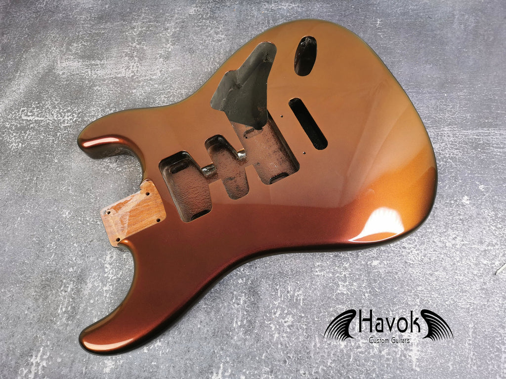 Chameleon Nebula Mahogany S-Style Guitar Body, Tremolo, DIY Kit
