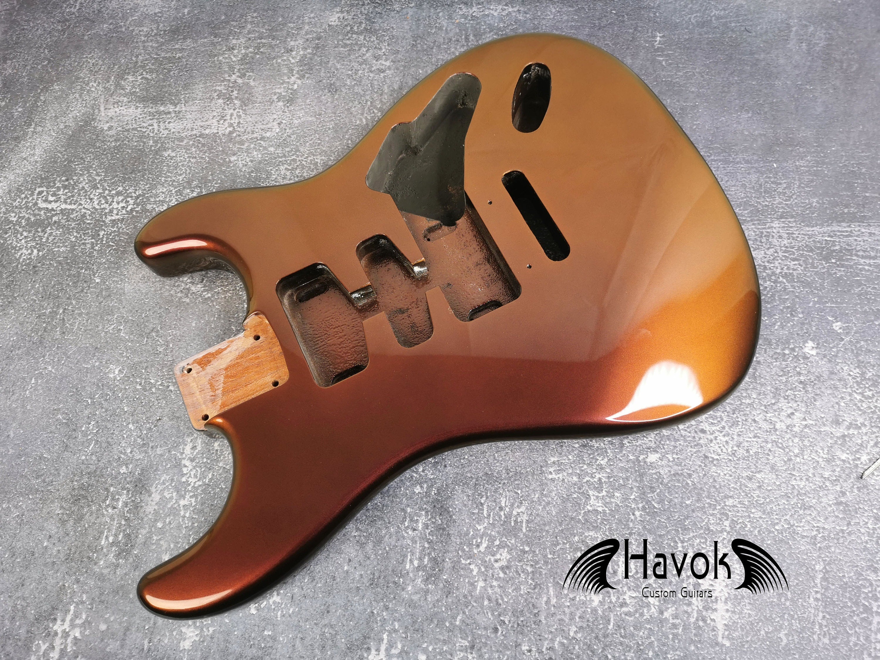 Chameleon Nebula Mahogany S-Style Guitar Body, Tremolo, DIY Kit