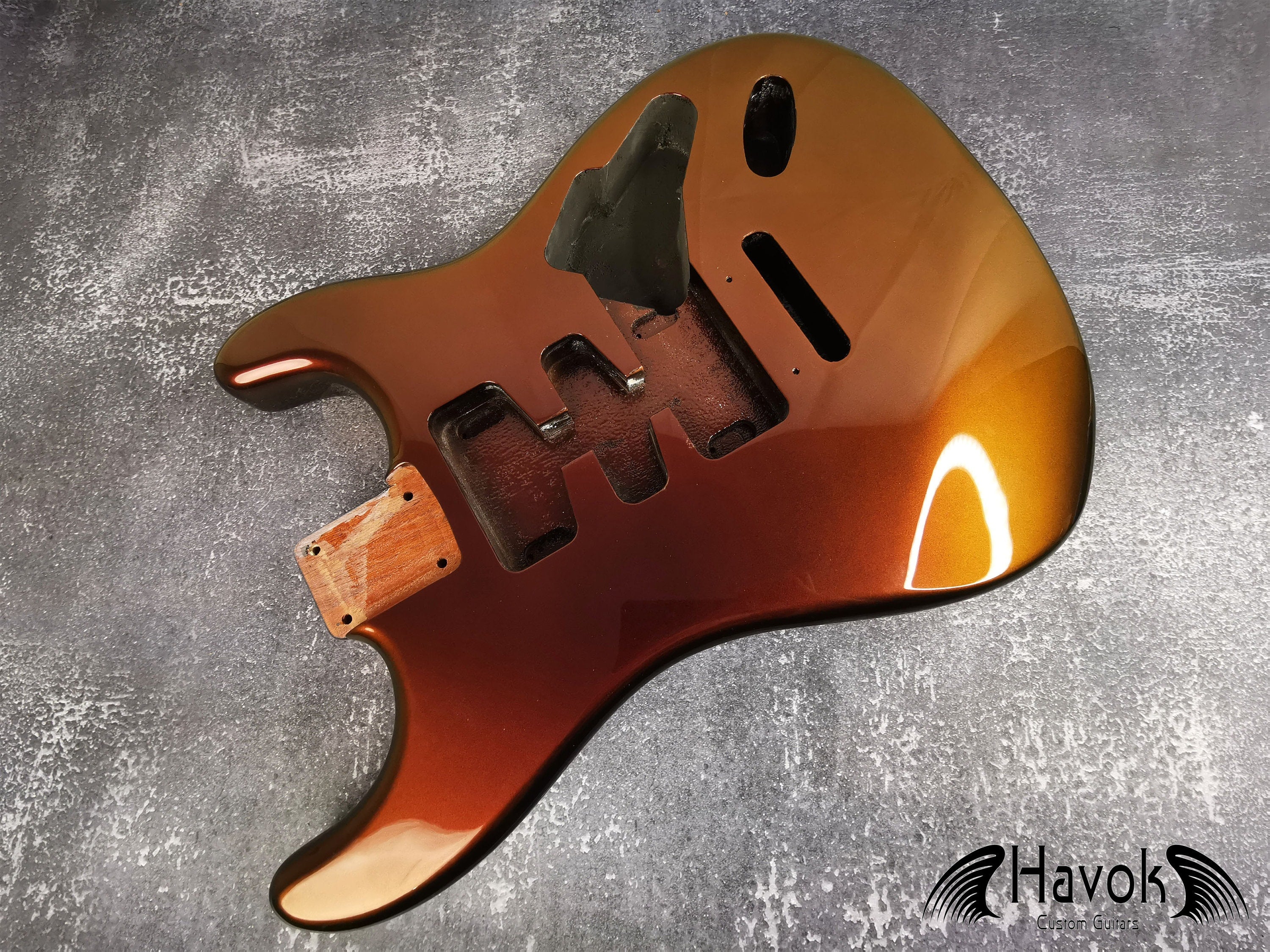 Chameleon Nebula Mahogany S-Style Guitar Body, Tremolo, DIY Kit