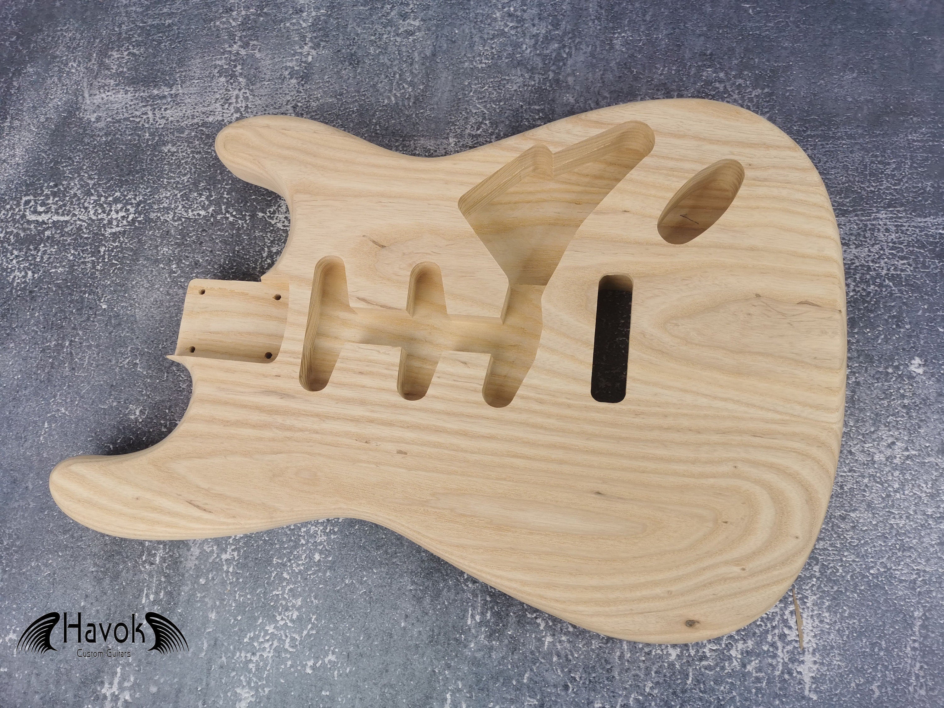 See-Through Northern Ash S-Type Guitar Body, Unfinished SSS Config