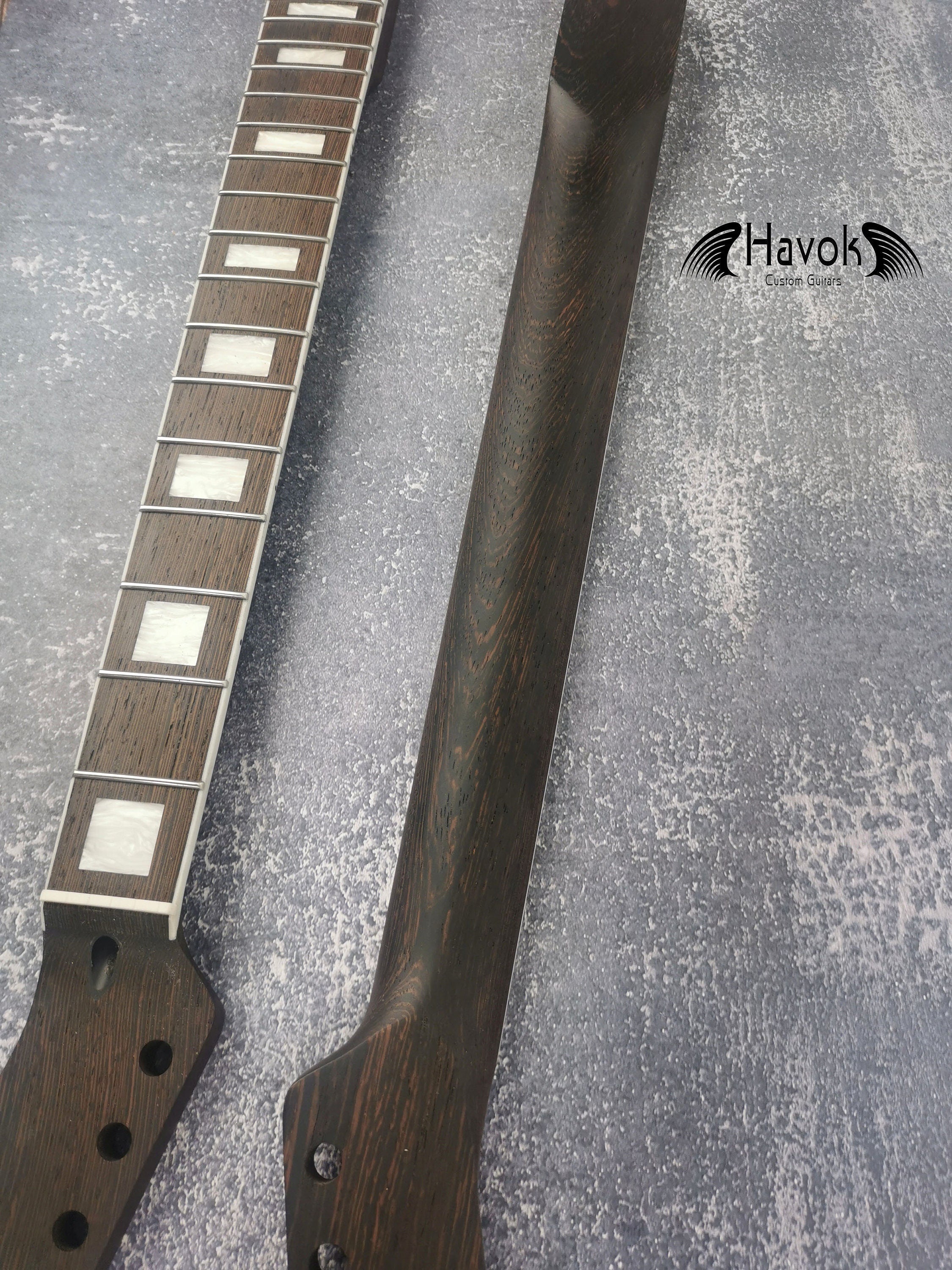 One Piece T type Wenge Neck Stainless Steel Frets, White Binding T-Style Neck, Medium Jumbo Jescar Frets, 22 Frets,