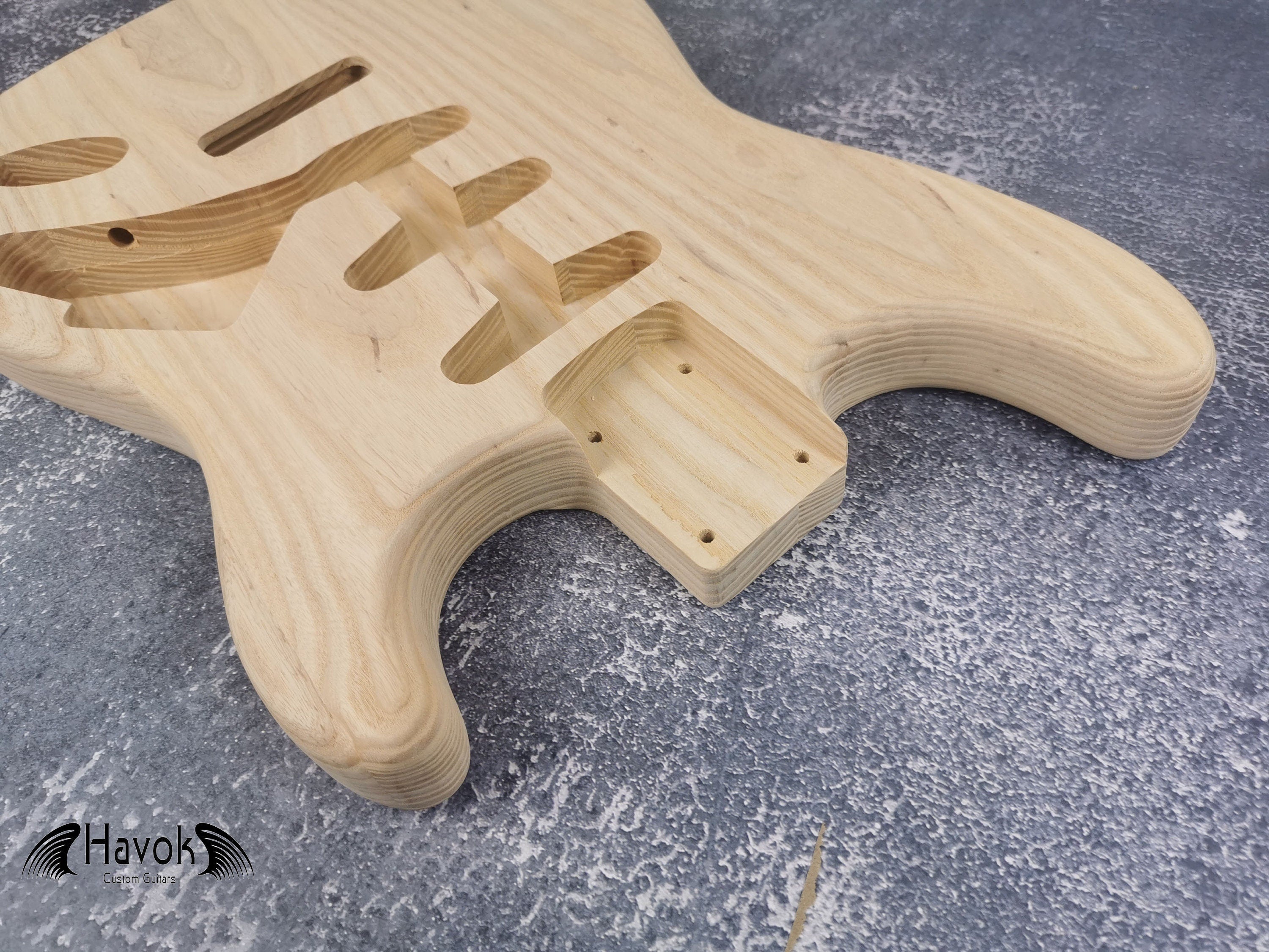 See-Through Northern Ash S-Type Guitar Body, Unfinished SSS Config