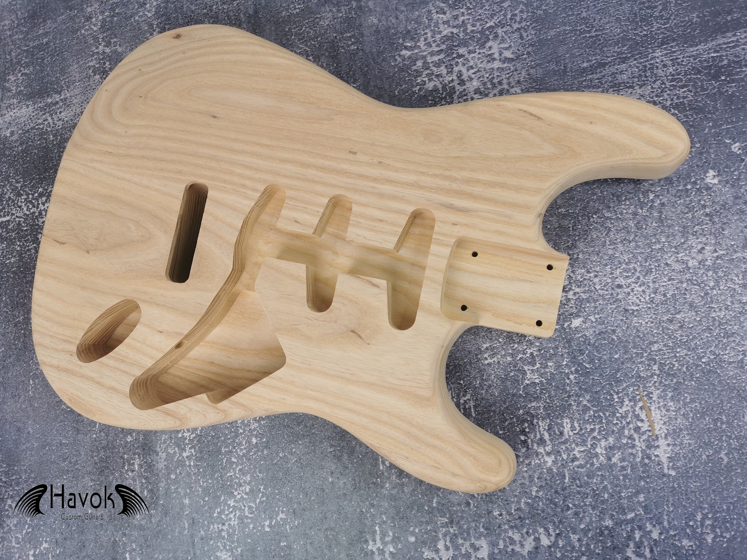 See-Through Northern Ash S-Type Guitar Body, Unfinished SSS Config