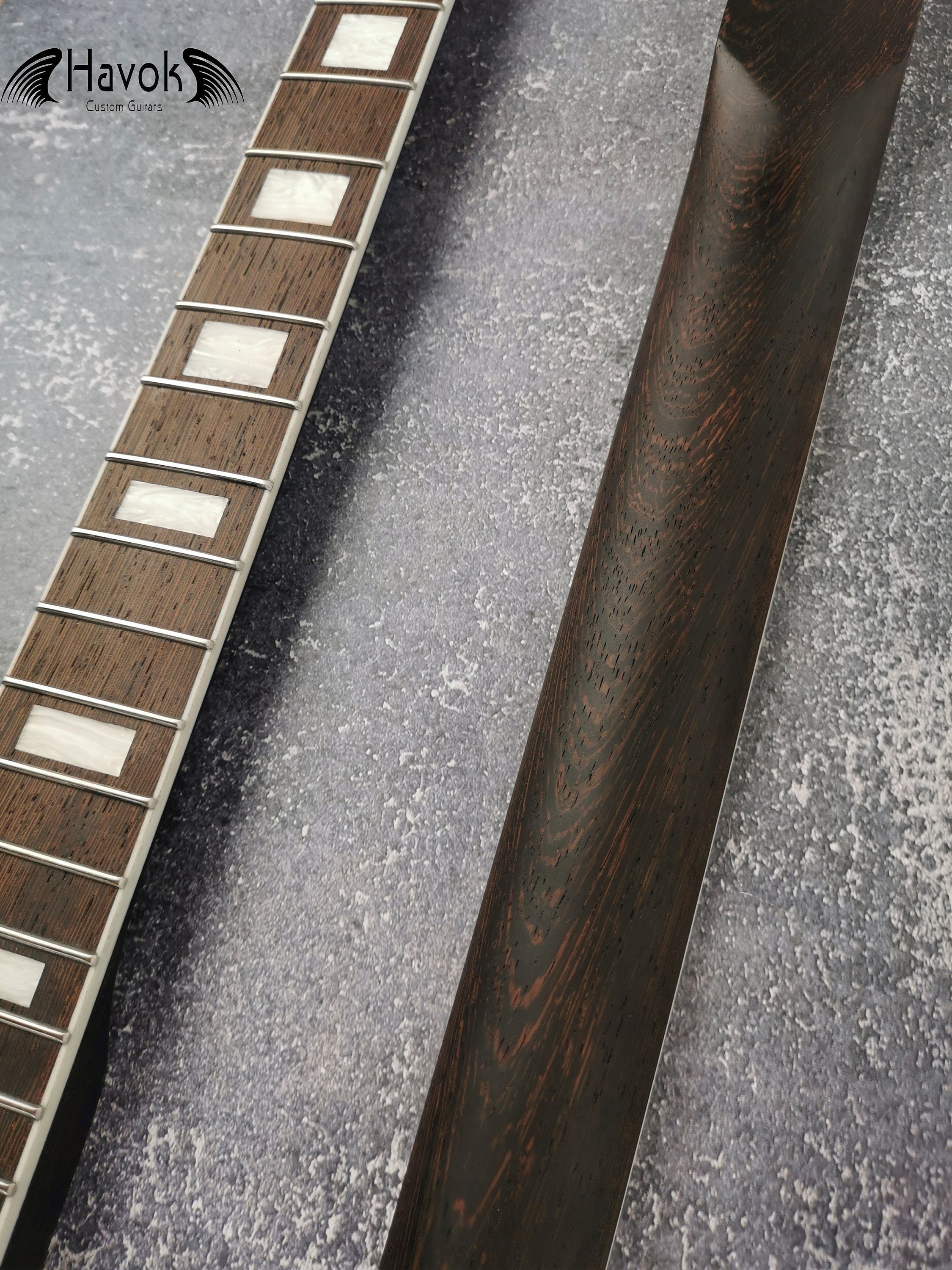 One Piece T type Wenge Neck Stainless Steel Frets, White Binding T-Style Neck, Medium Jumbo Jescar Frets, 22 Frets,