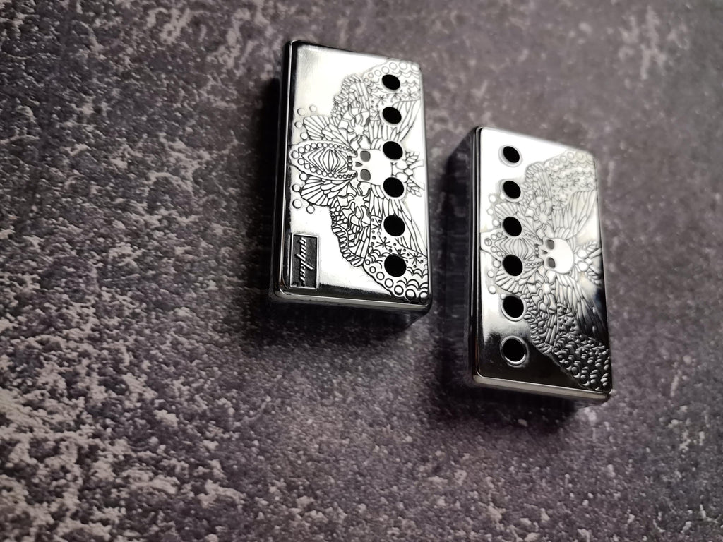 Engraved Silver Humbucker Pickup Cover, LP Guitar Accessory