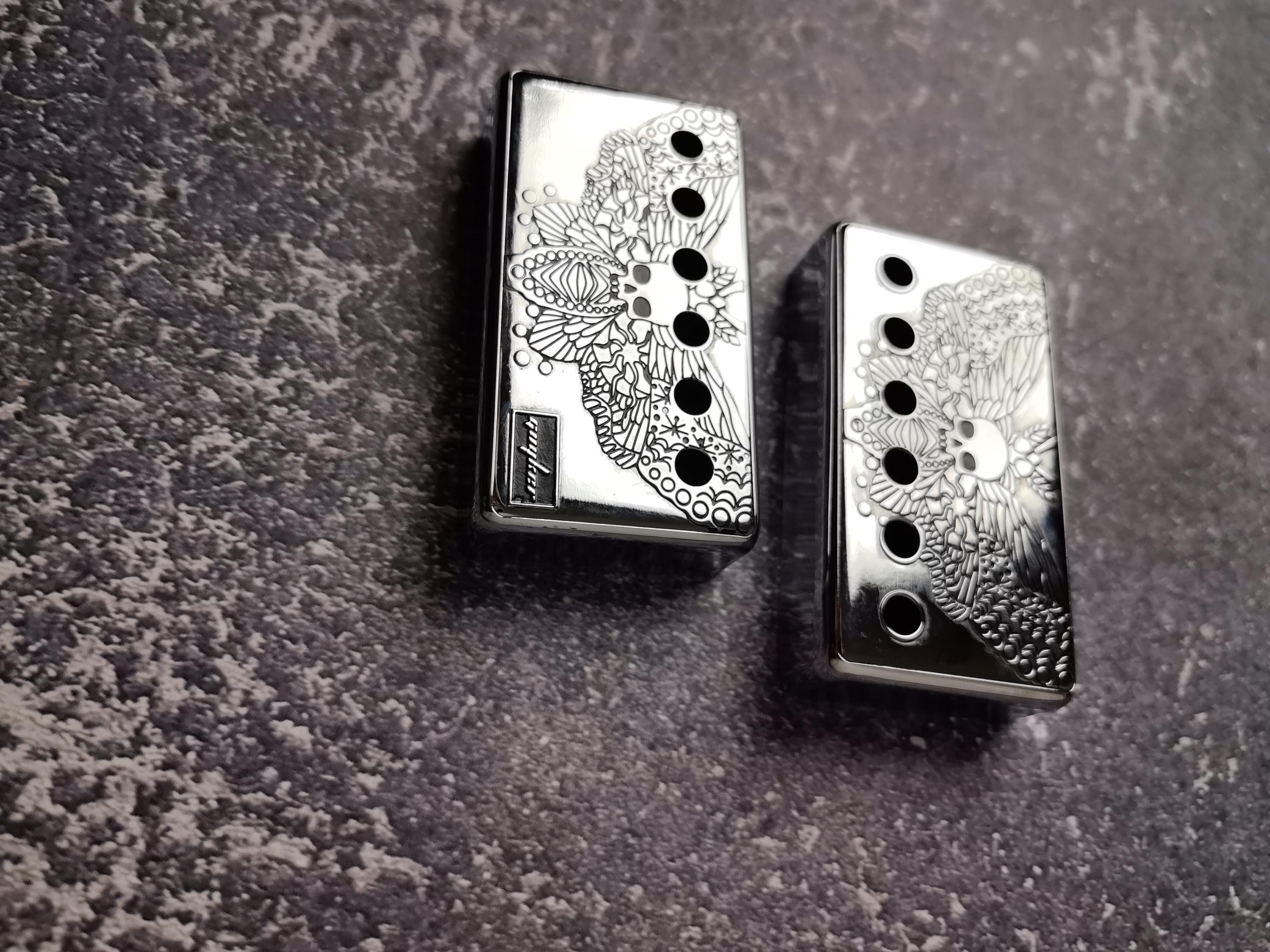 Engraved Silver Humbucker Pickup Cover, LP Guitar Accessory