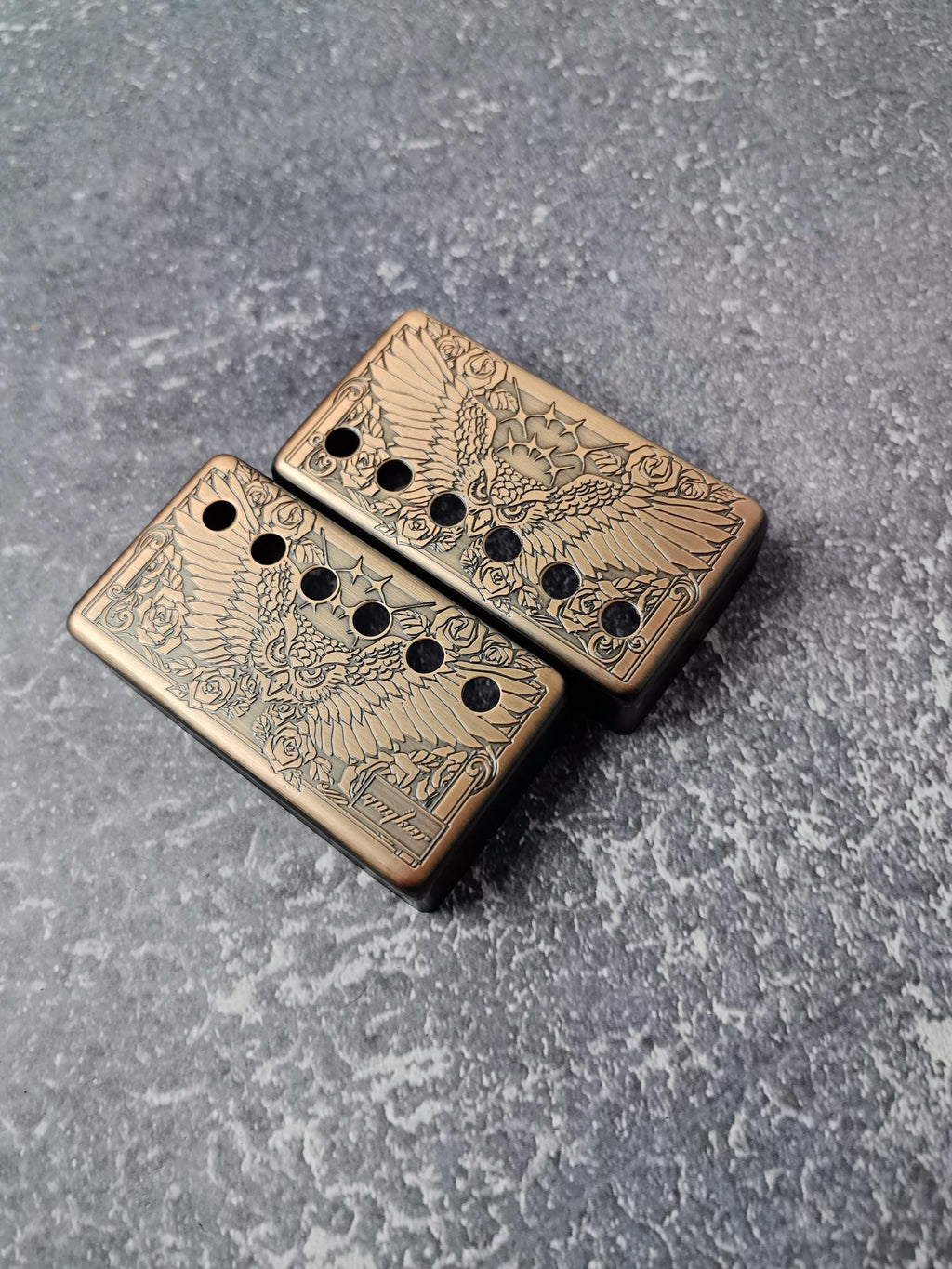 Humbucker Shield, Guitar Pickup Covers Brass Owl Pattern for LP Guitar, High End Accessory and Replacement, Guitar Build Kit, Guitar Gadget
