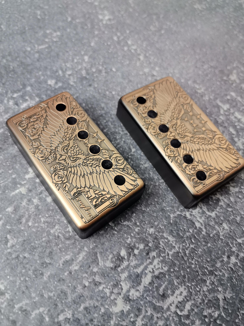 Humbucker Shield, Guitar Pickup Covers Brass Owl Pattern for LP Guitar, High End Accessory and Replacement, Guitar Build Kit, Guitar Gadget