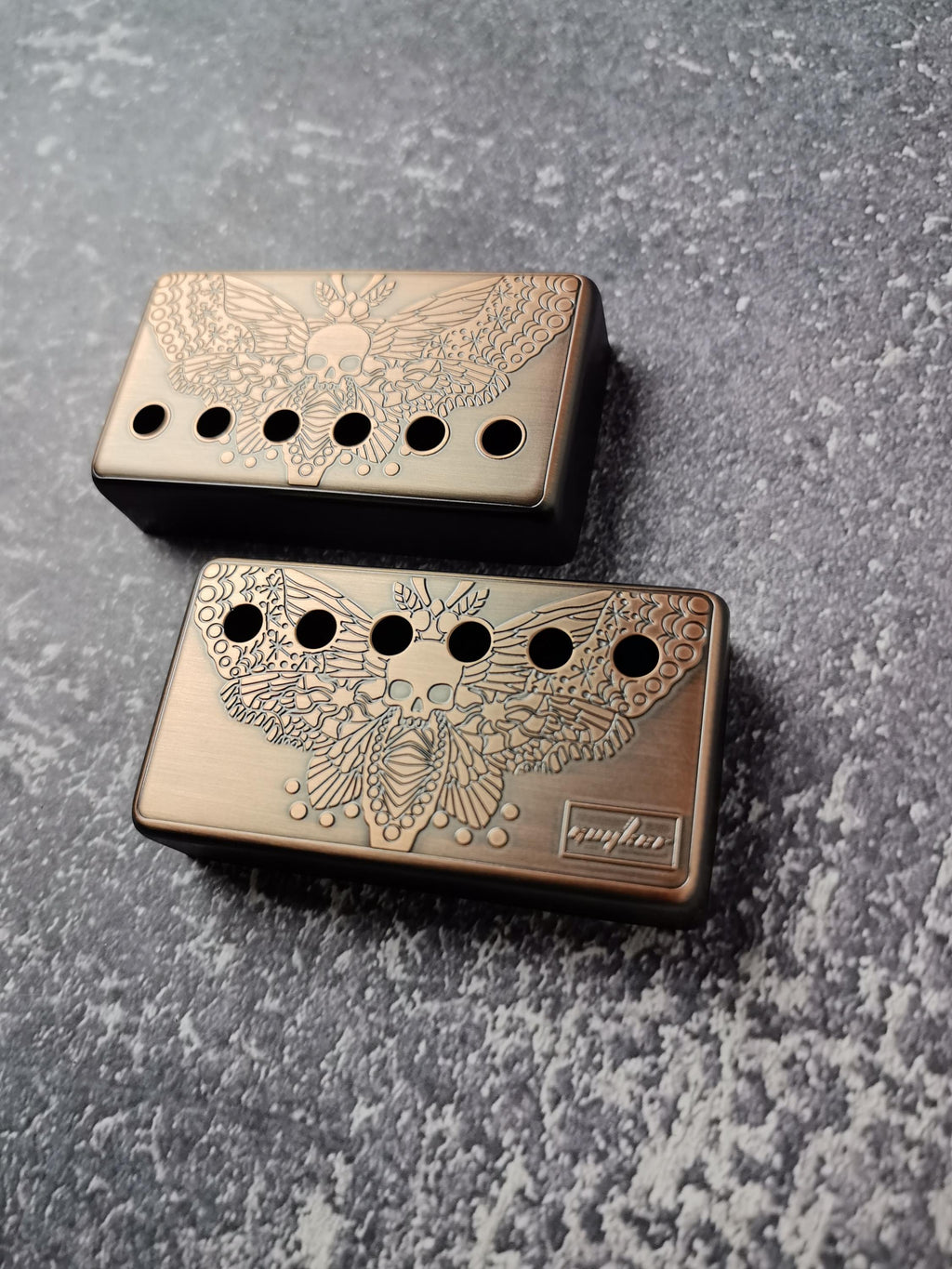 Humbucker Shield, Guitar Pickup Covers Brass Moth for LP Guitar, High End Accessory and Replacement, Guitar Build Kit, Guitar Gadget