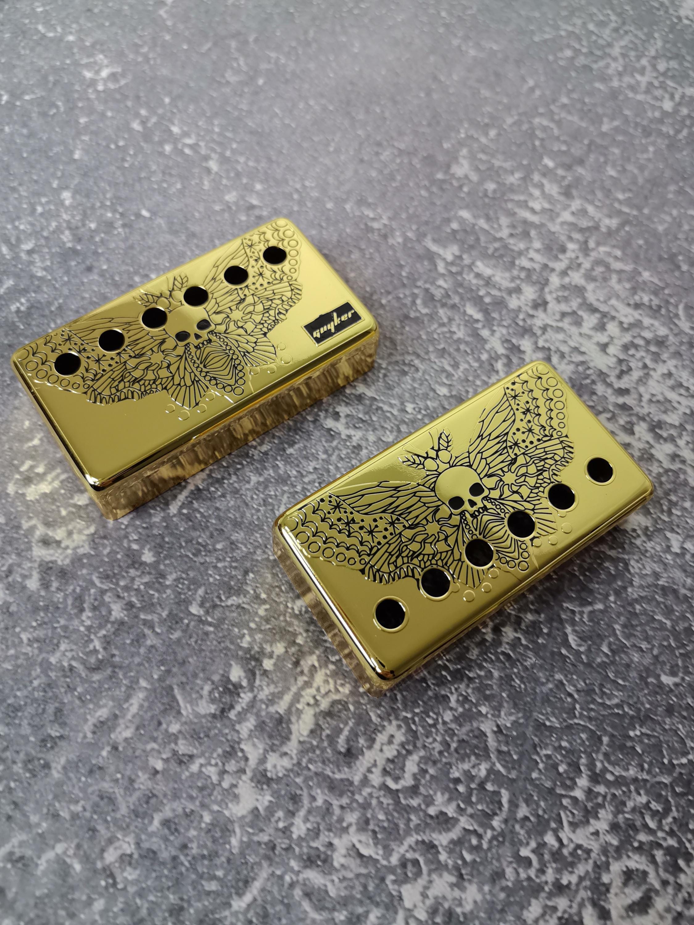 Humbucker Shield, Guitar Pickup Covers Gold Moth Pattern for LP Guitar, High End Accessory and Replacement, Guitar Build Kit, Guitar Gadget