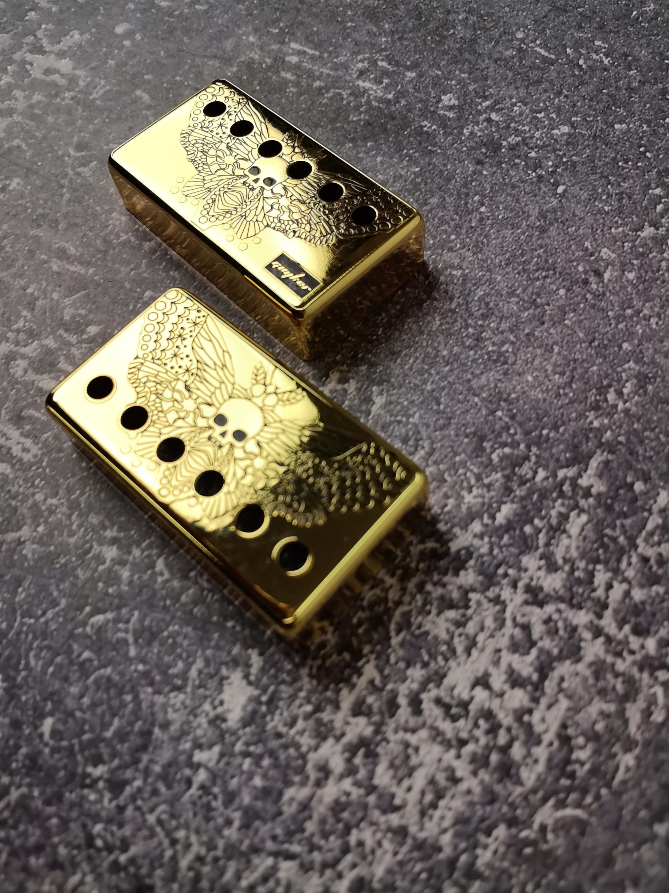 Humbucker Shield, Guitar Pickup Covers Gold Moth Pattern for LP Guitar, High End Accessory and Replacement, Guitar Build Kit, Guitar Gadget