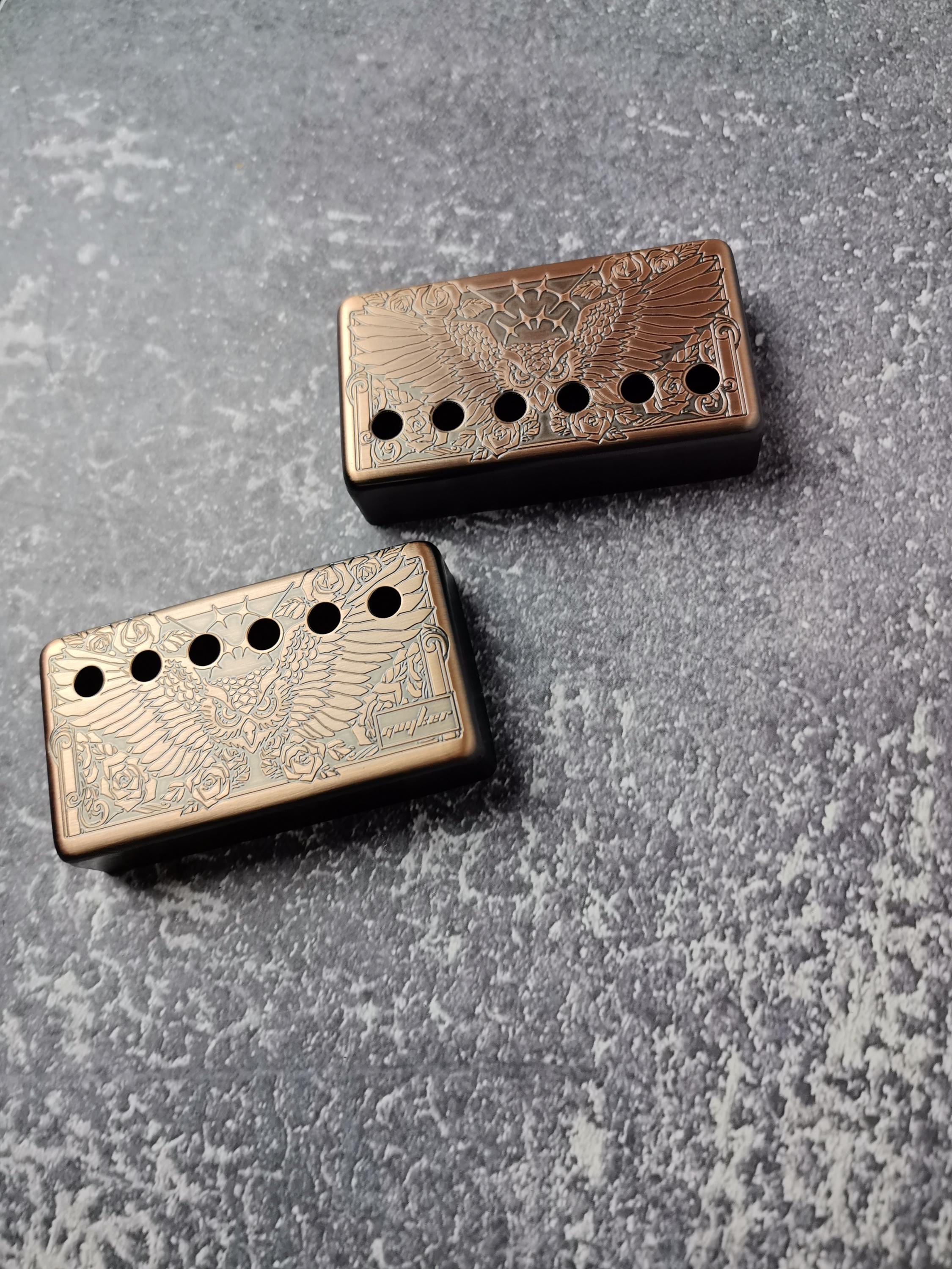 Humbucker Shield, Guitar Pickup Covers Brass Owl Pattern for LP Guitar, High End Accessory and Replacement, Guitar Build Kit, Guitar Gadget