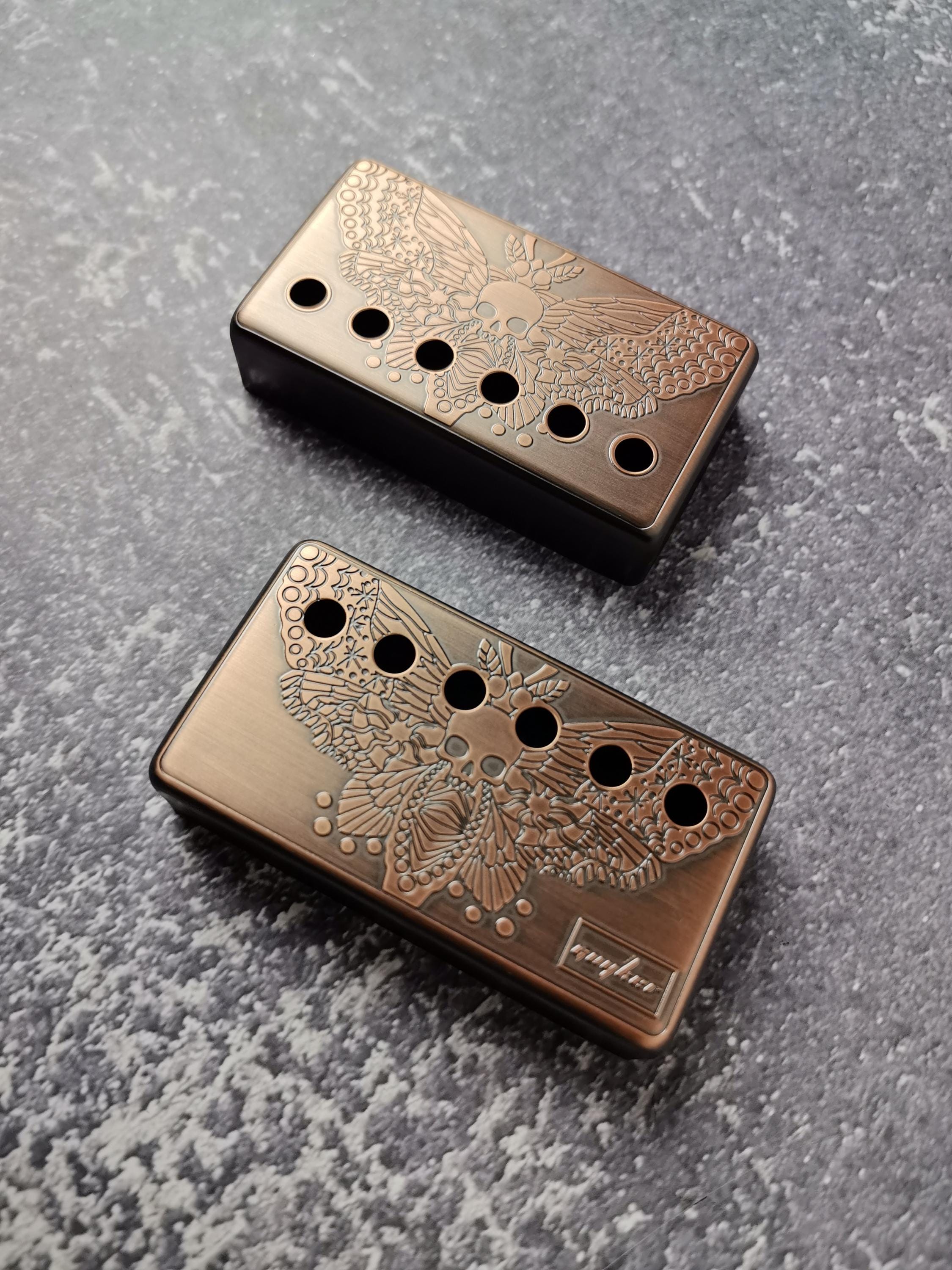 Humbucker Shield, Guitar Pickup Covers Brass Moth for LP Guitar, High End Accessory and Replacement, Guitar Build Kit, Guitar Gadget