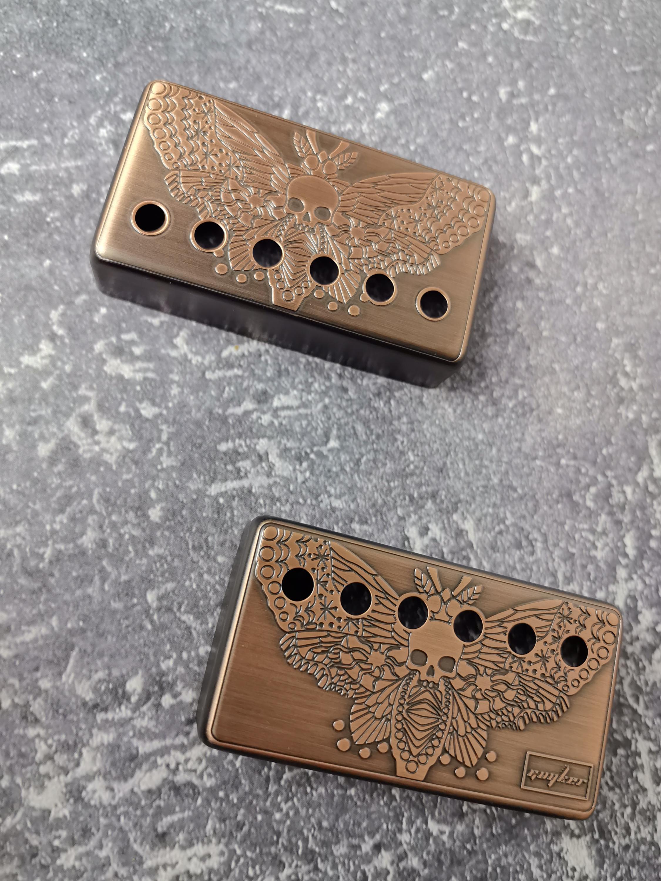 Humbucker Shield, Guitar Pickup Covers Brass Moth for LP Guitar, High End Accessory and Replacement, Guitar Build Kit, Guitar Gadget