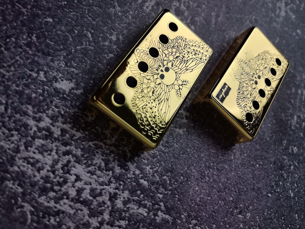 Humbucker Shield, Guitar Pickup Covers Gold Moth Pattern for LP Guitar, High End Accessory and Replacement, Guitar Build Kit, Guitar Gadget