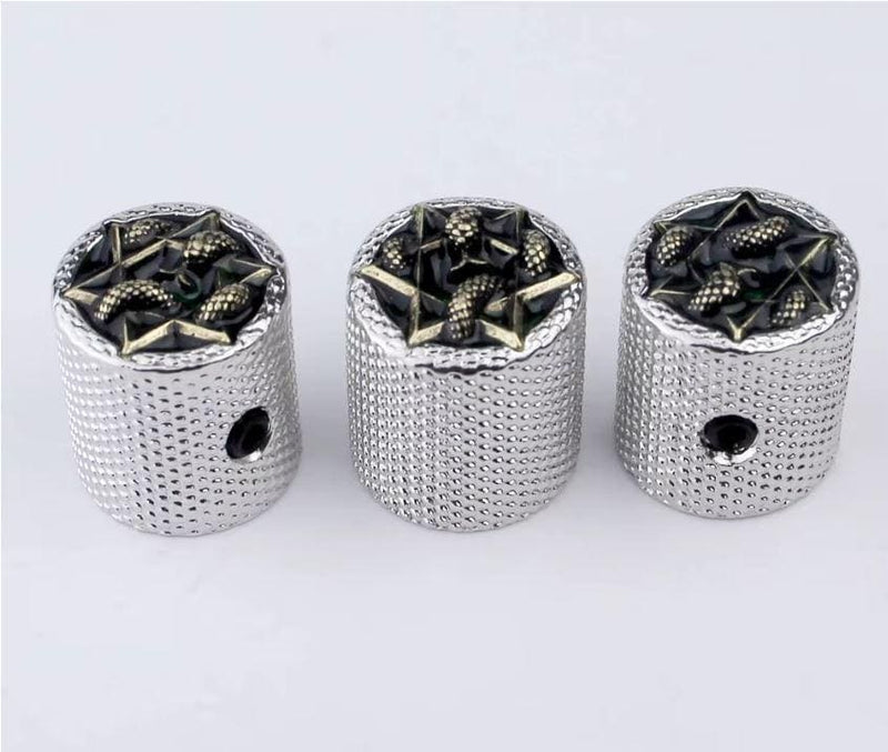 Potentiometer Knob Silver Metal, Metal Electric Guitar And Bass, Rare Custom Shop Accessory, Vintage Build Kit, Gadget And Replacement
