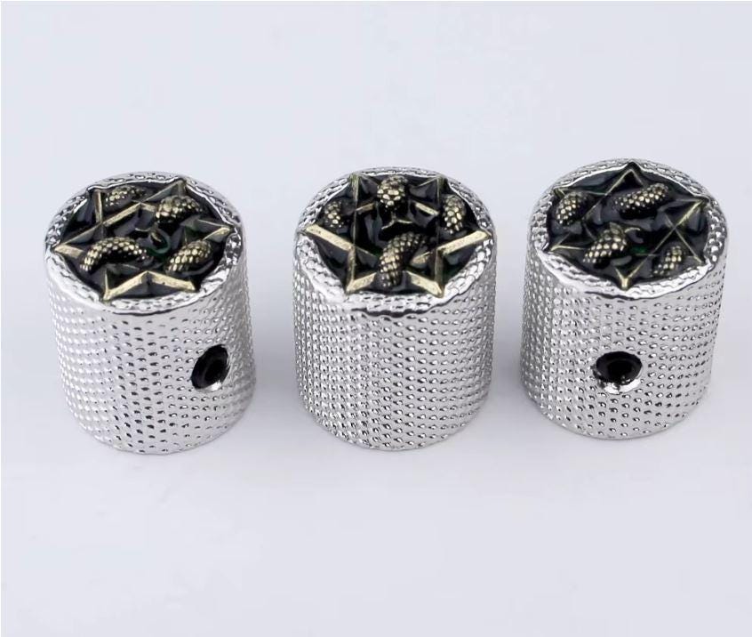 Potentiometer Knob Silver Metal, Metal Electric Guitar And Bass, Rare Custom Shop Accessory, Vintage Build Kit, Gadget And Replacement