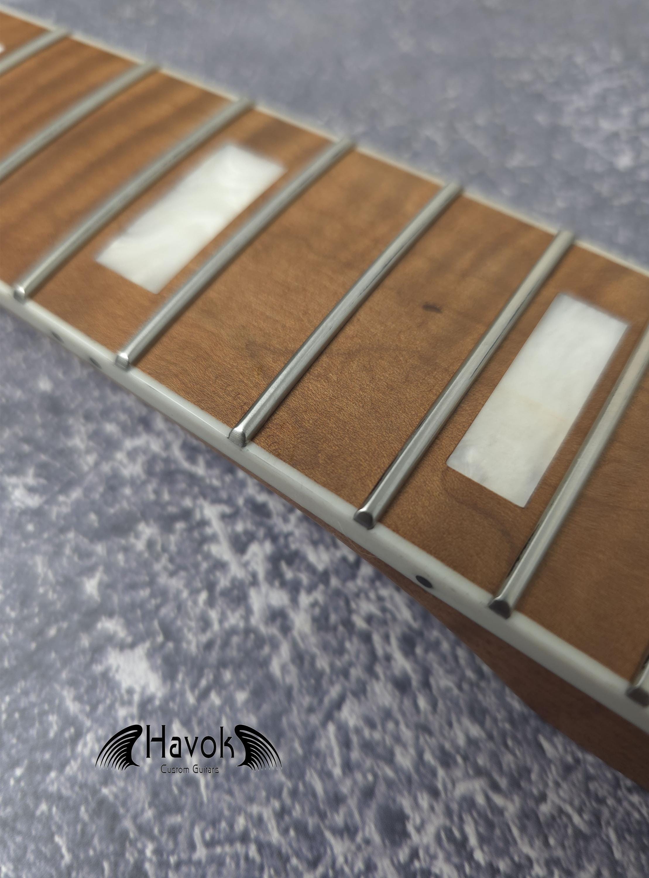 S type Roasted Flame Maple Satin Binding Neck Stainless Steel Jescar Frets