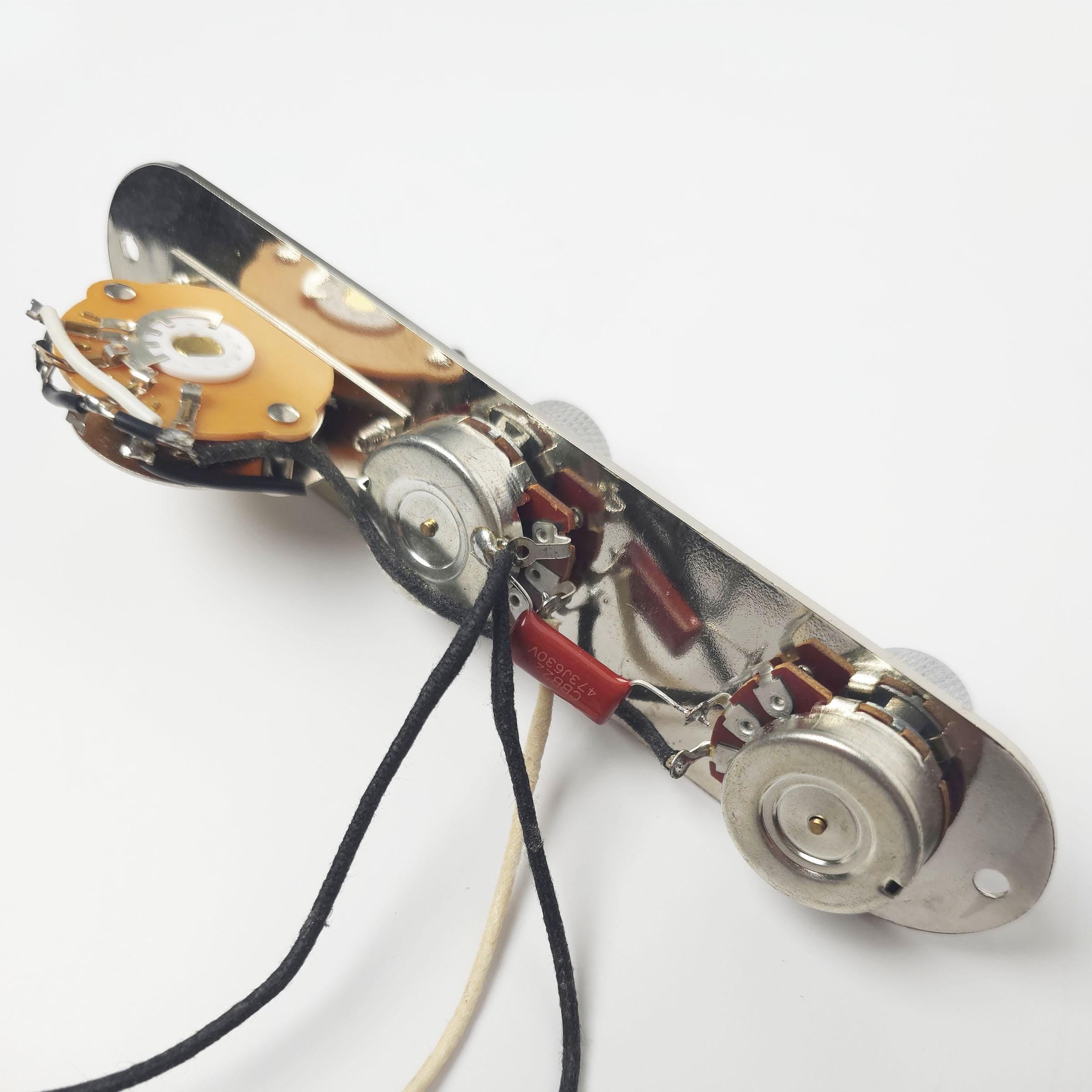 Wired Control Plate Chrome 250 k Full Size Pots 3 Way Wired Prewired Harness Switch Knobs for TL Tele Telecaster
