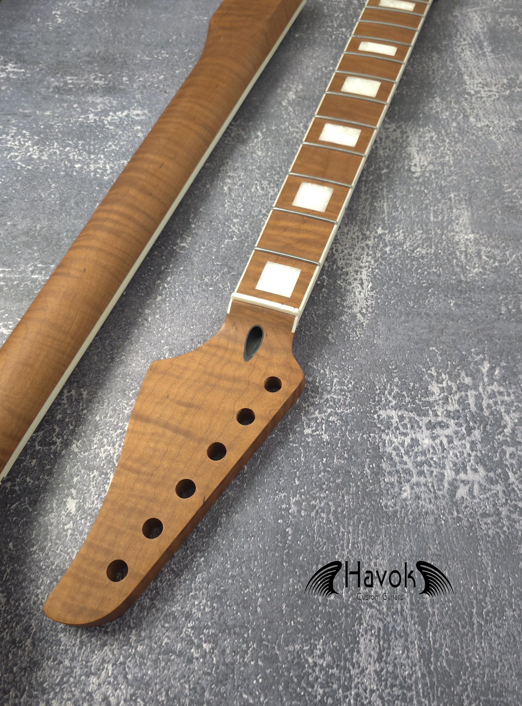 S type Roasted Flame Maple Satin Binding Neck Stainless Steel Jescar Frets