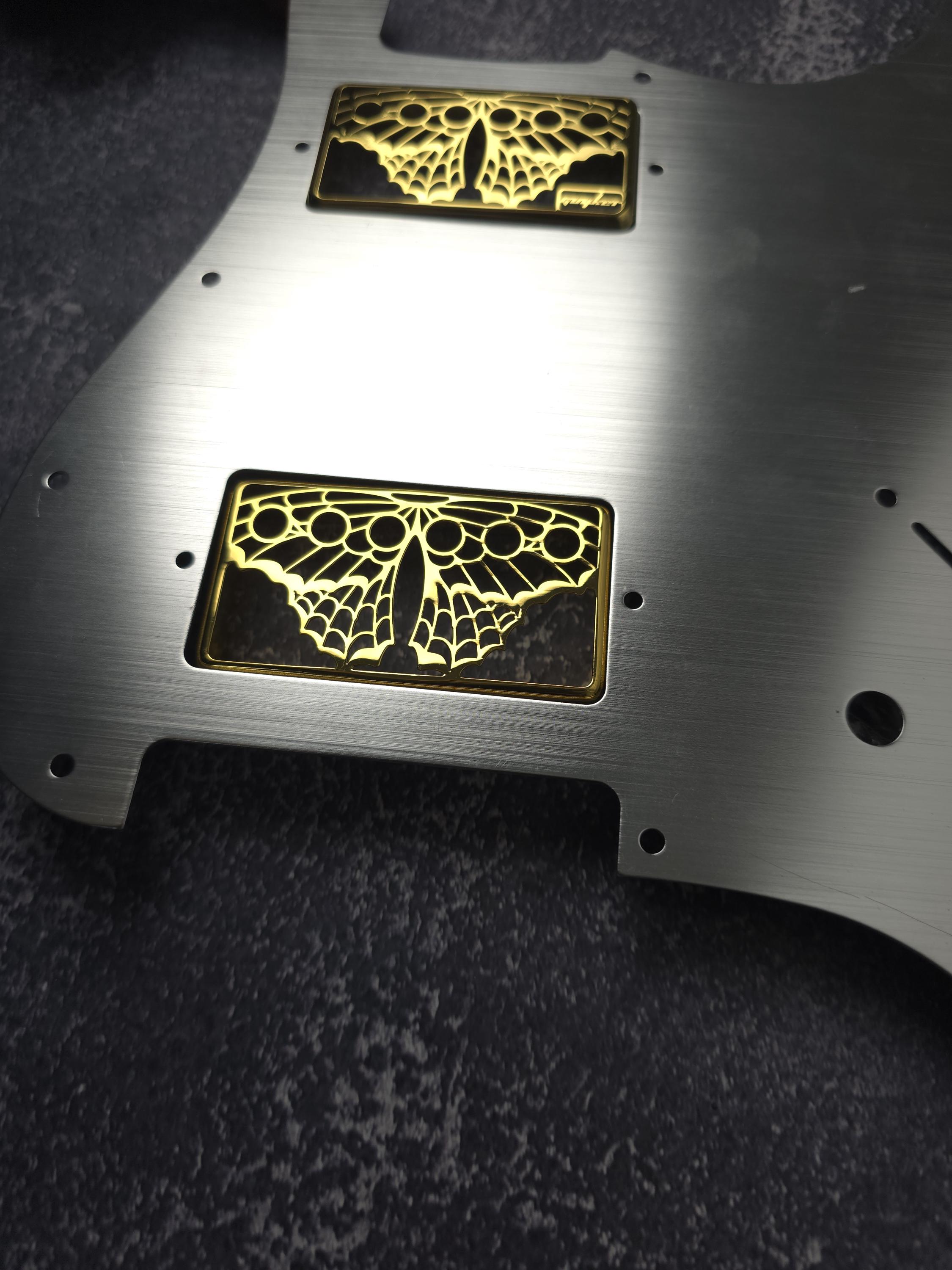 Butterfly Golden Humbucker Shield, Guitar Pickup Covers Gear Pattern for LP, High End Accessory and Replacement