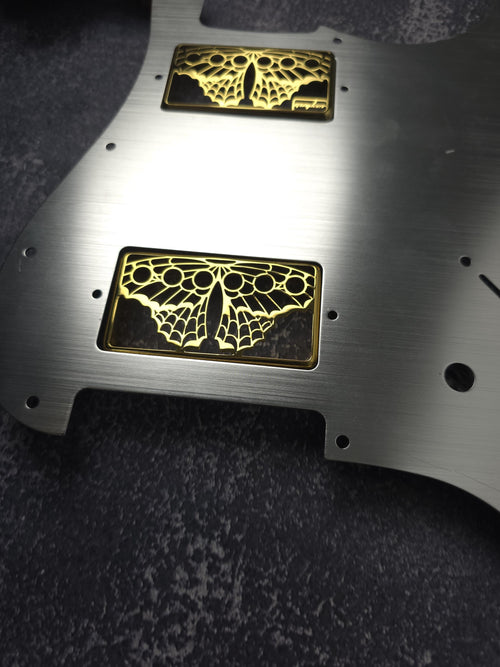 Butterfly Golden Humbucker Shield, Guitar Pickup Covers Gear Pattern for LP, High End Accessory and Replacement