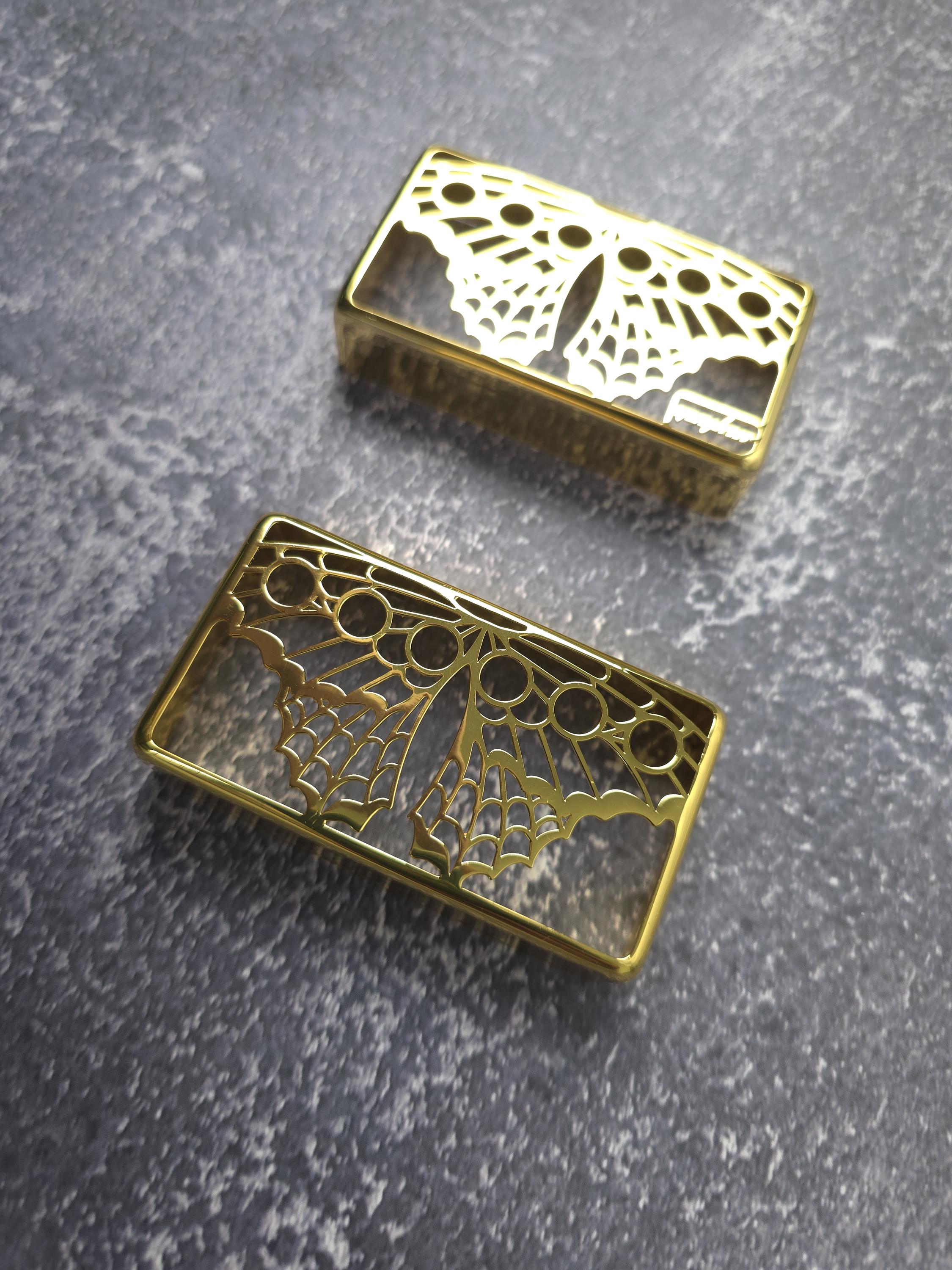 Butterfly Golden Humbucker Shield, Guitar Pickup Covers Gear Pattern for LP, High End Accessory and Replacement