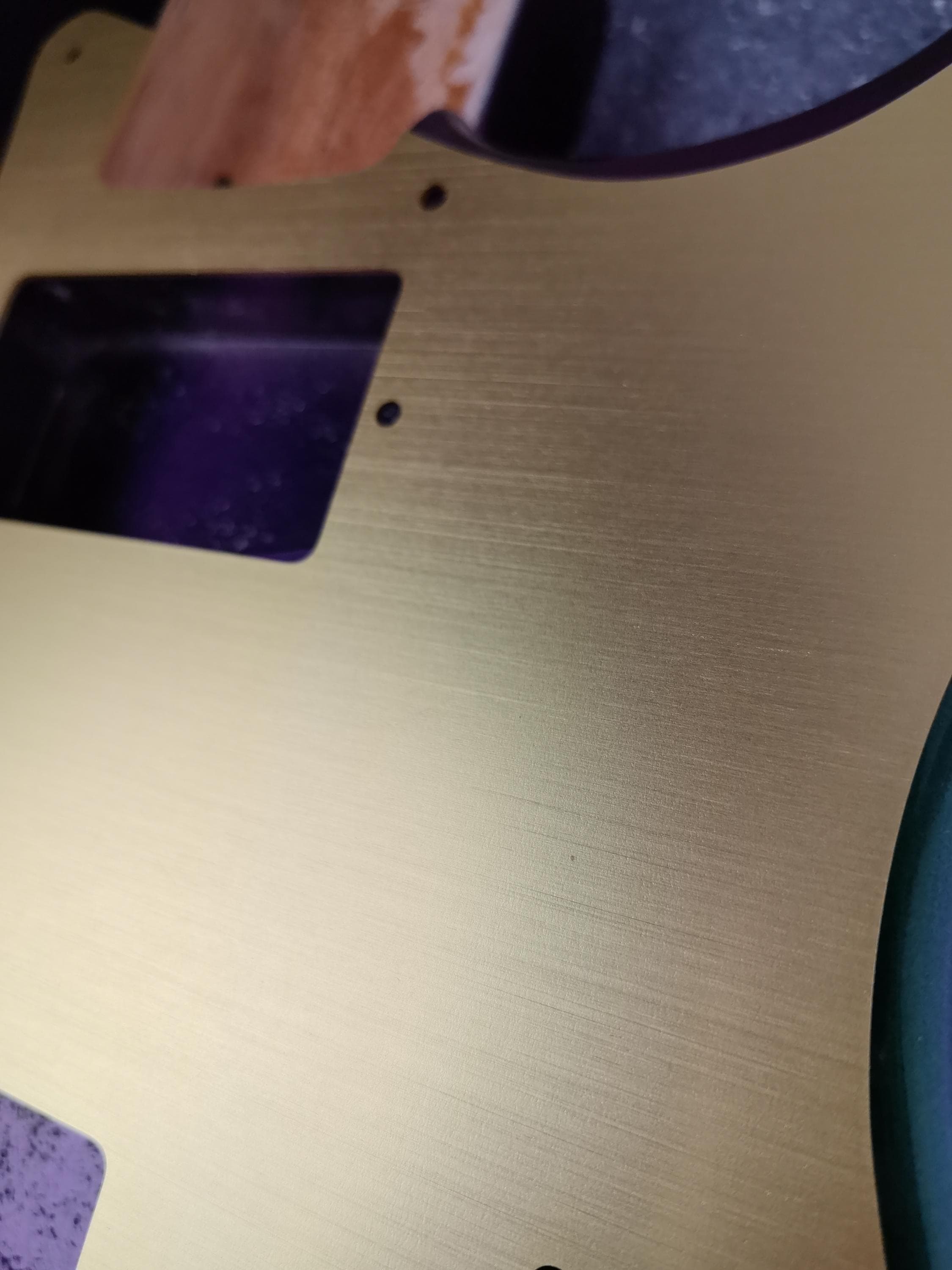Anodized Aluminum Strat Pickguard, 11-Hole HH - Silver/Gold