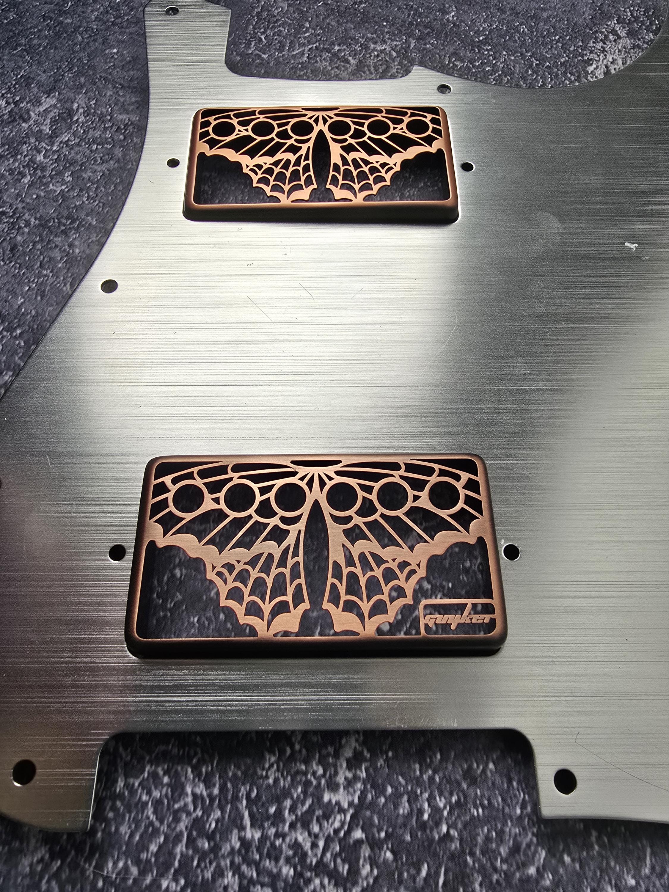 Butterfly Brass Humbucker Shield, Guitar Pickup Covers Gear Pattern for LP, High End Accessory and Replacement