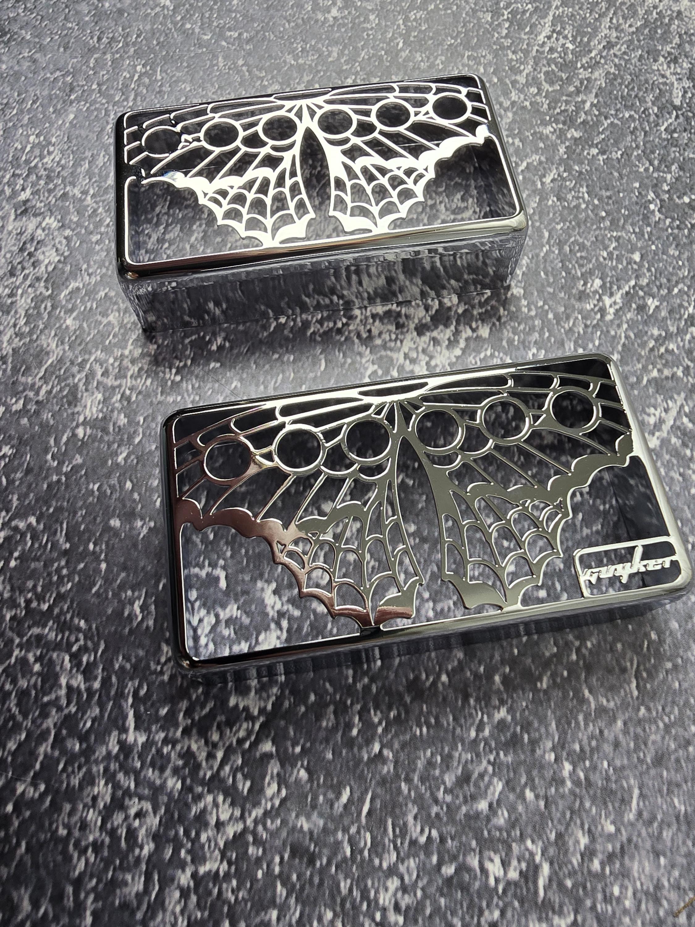 Butterfly Silver Humbucker Shield, Guitar Pickup Covers Gear Pattern for LP, High End Accessory and Replacement