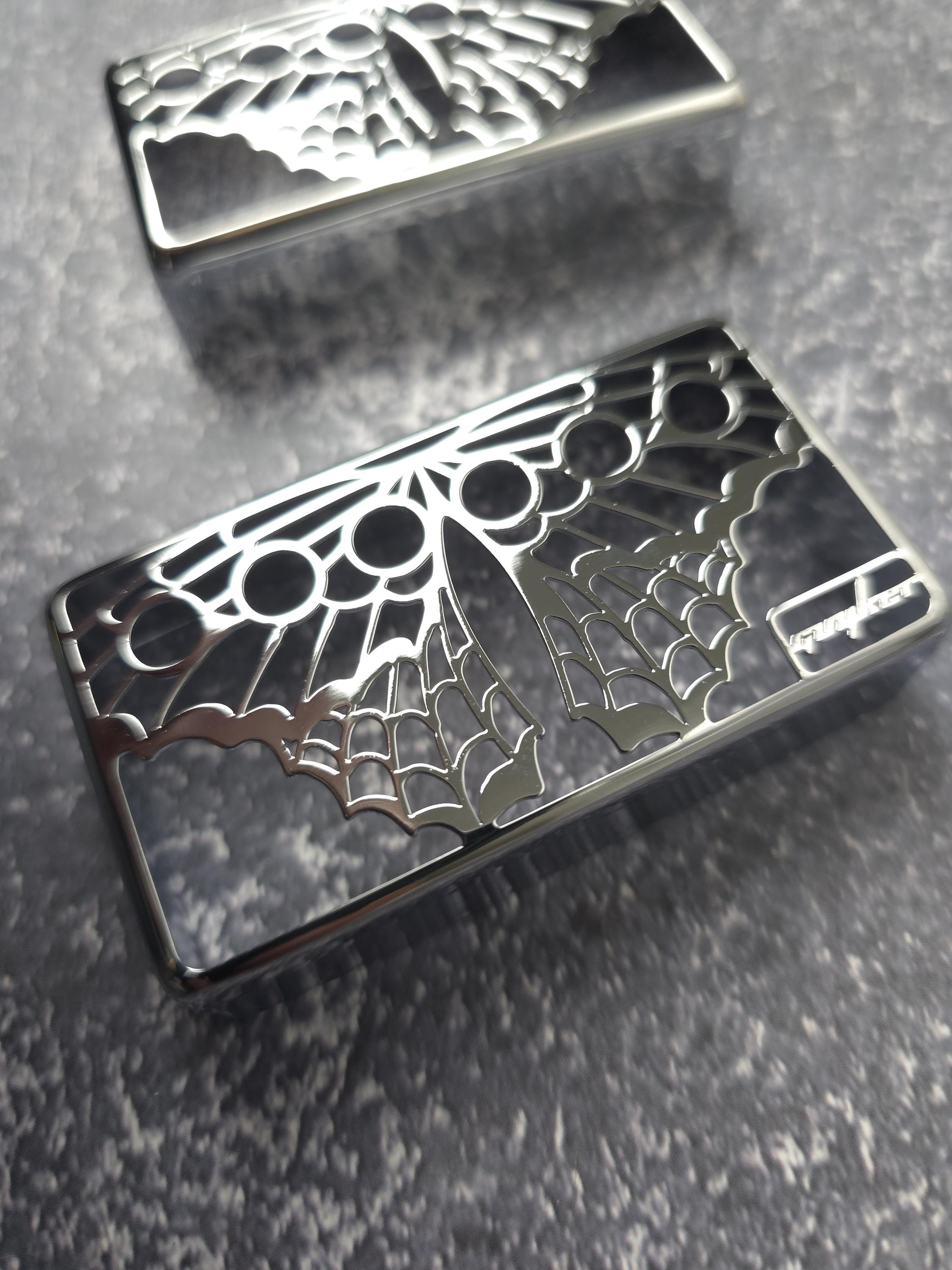 Butterfly Silver Humbucker Shield, Guitar Pickup Covers Gear Pattern for LP, High End Accessory and Replacement