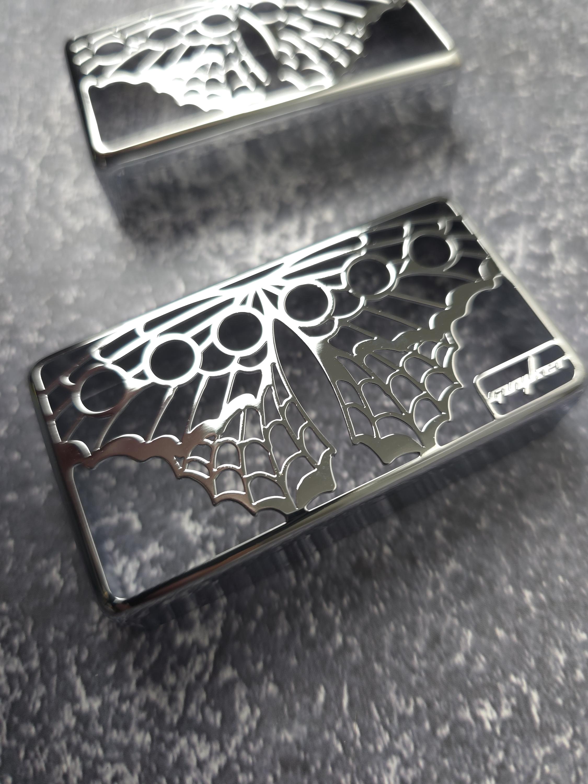 Butterfly Silver Humbucker Shield, Guitar Pickup Covers Gear Pattern for LP, High End Accessory and Replacement