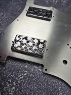 Flower Silver Humbucker Shield, Guitar Pickup Covers Gear Pattern for LP, High End Accessory and Replacement