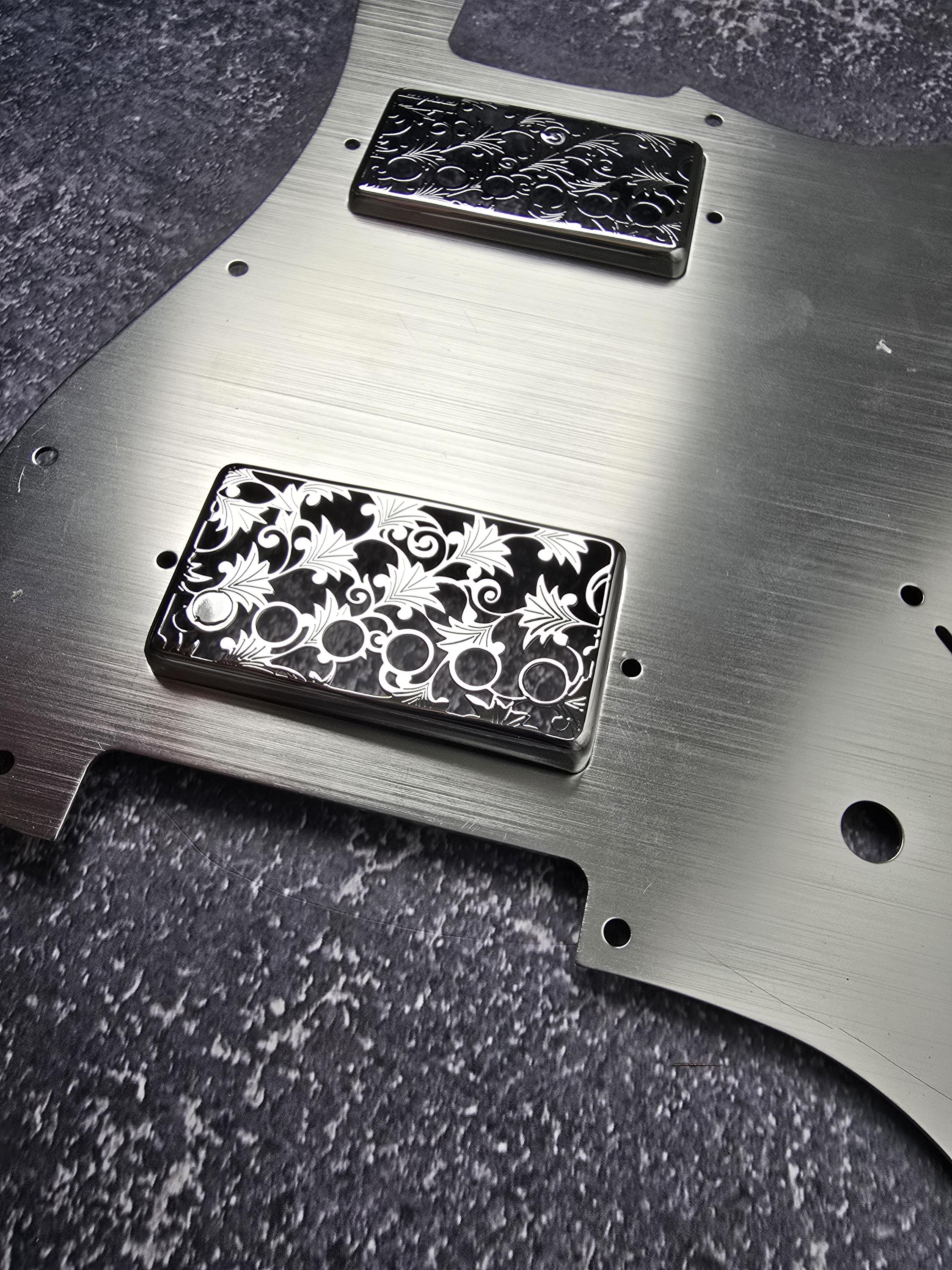 Flower Silver Humbucker Shield, Guitar Pickup Covers Gear Pattern for LP, High End Accessory and Replacement