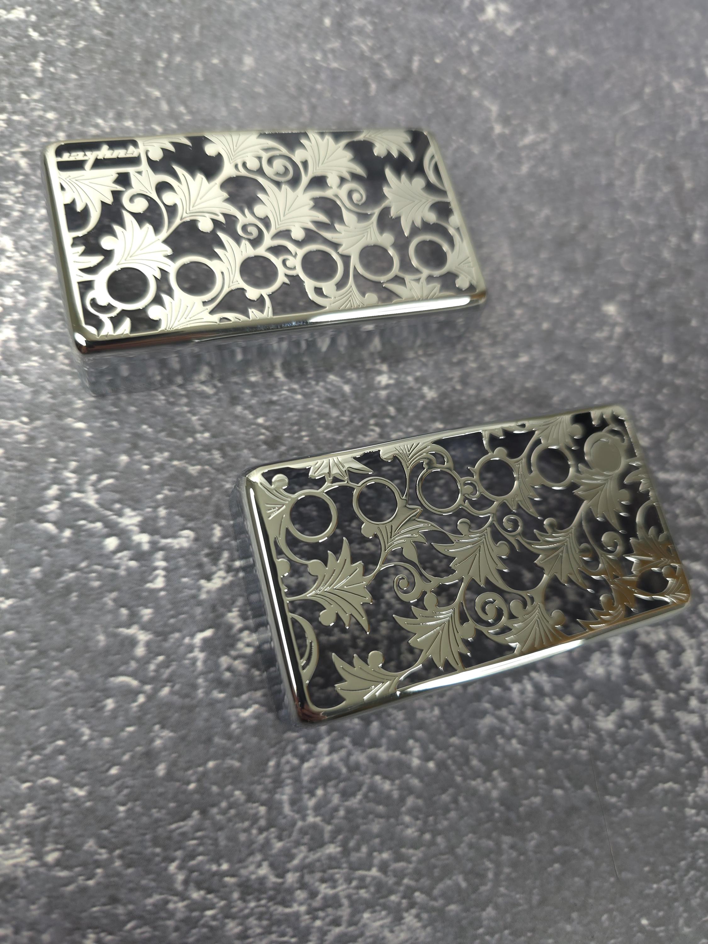 Flower Silver Humbucker Shield, Guitar Pickup Covers Gear Pattern for LP, High End Accessory and Replacement