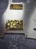 Flower Gold Humbucker Shield, Guitar Pickup Covers Gear Pattern for LP, High End Accessory and Replacement