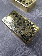 Skull Moth Gold Humbucker Shield, Guitar Pickup Covers Gear Pattern for LP, High End Accessory and Replacement